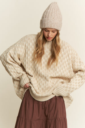 Cleo Checkered Sweater - Beige