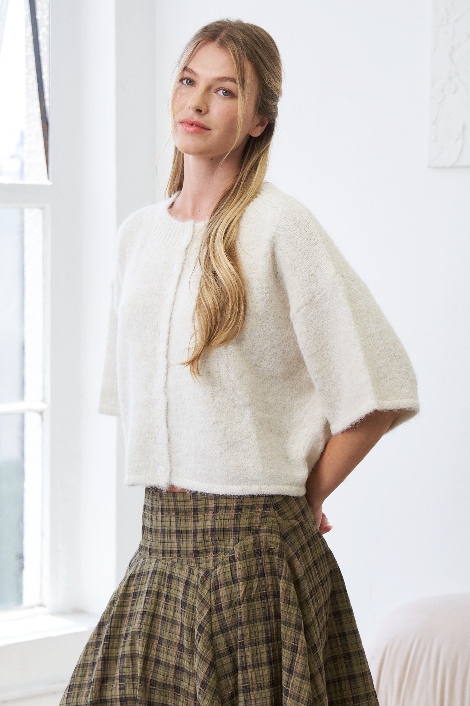 Olivia Button Down Cardigan - Ivory