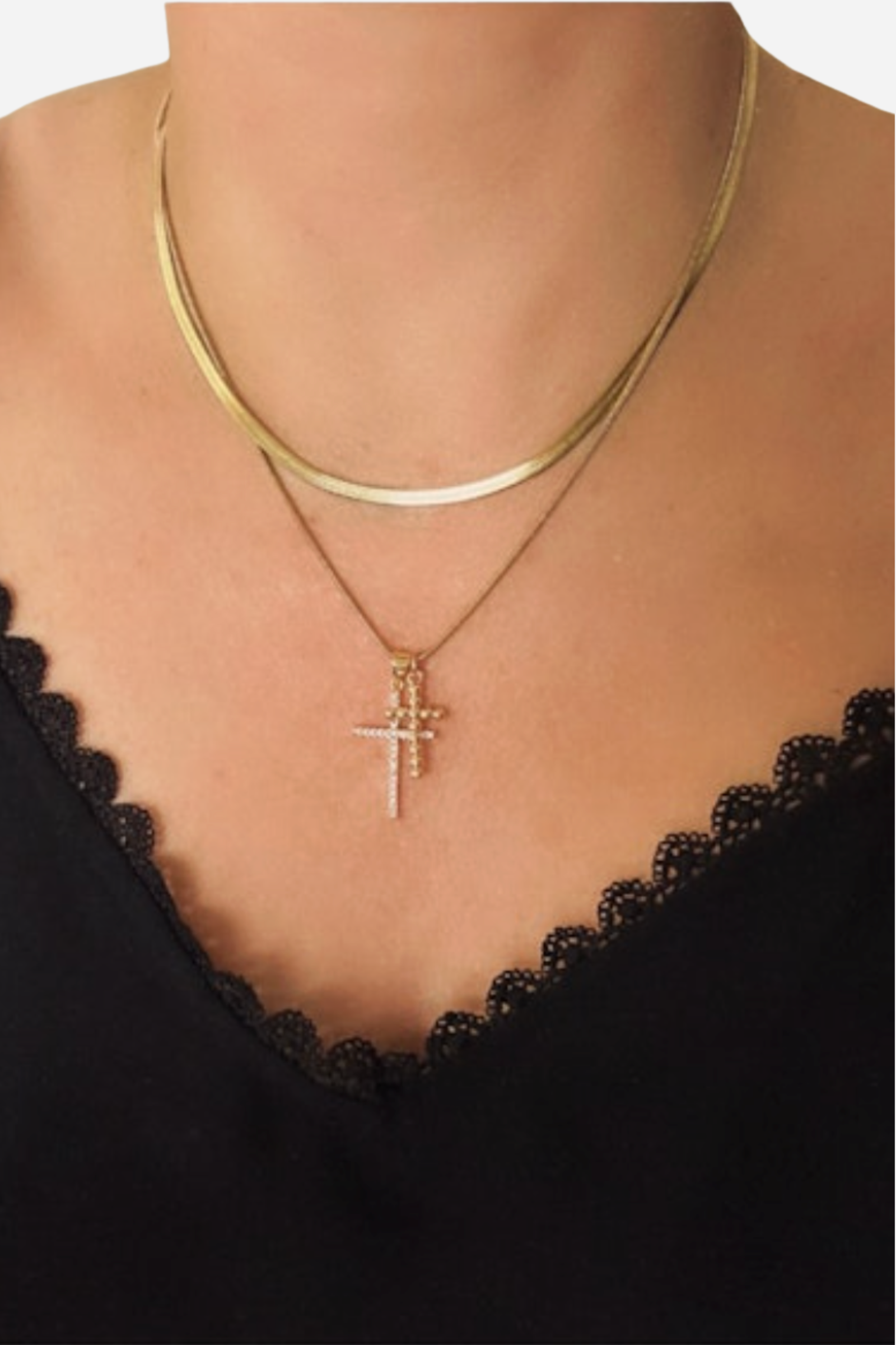 Farrah B Double Crossed 2 Layer Necklace