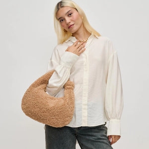 Charlene Sherpa Shoulder Bag - Tan