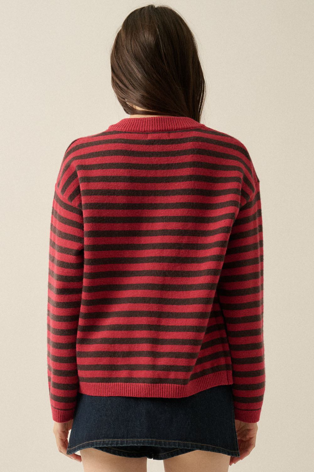 Carrie Striped Cardigan - Red