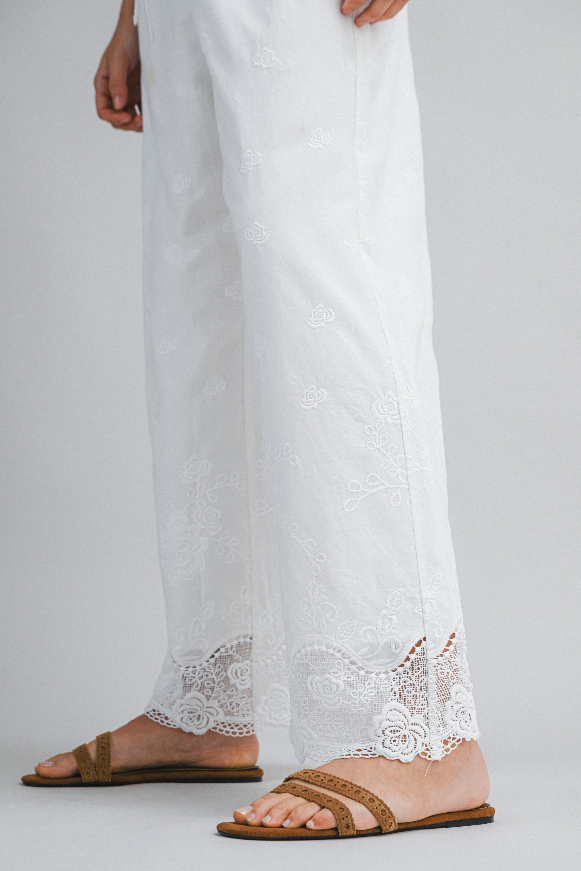 Embroidered Wide Leg Pants Set