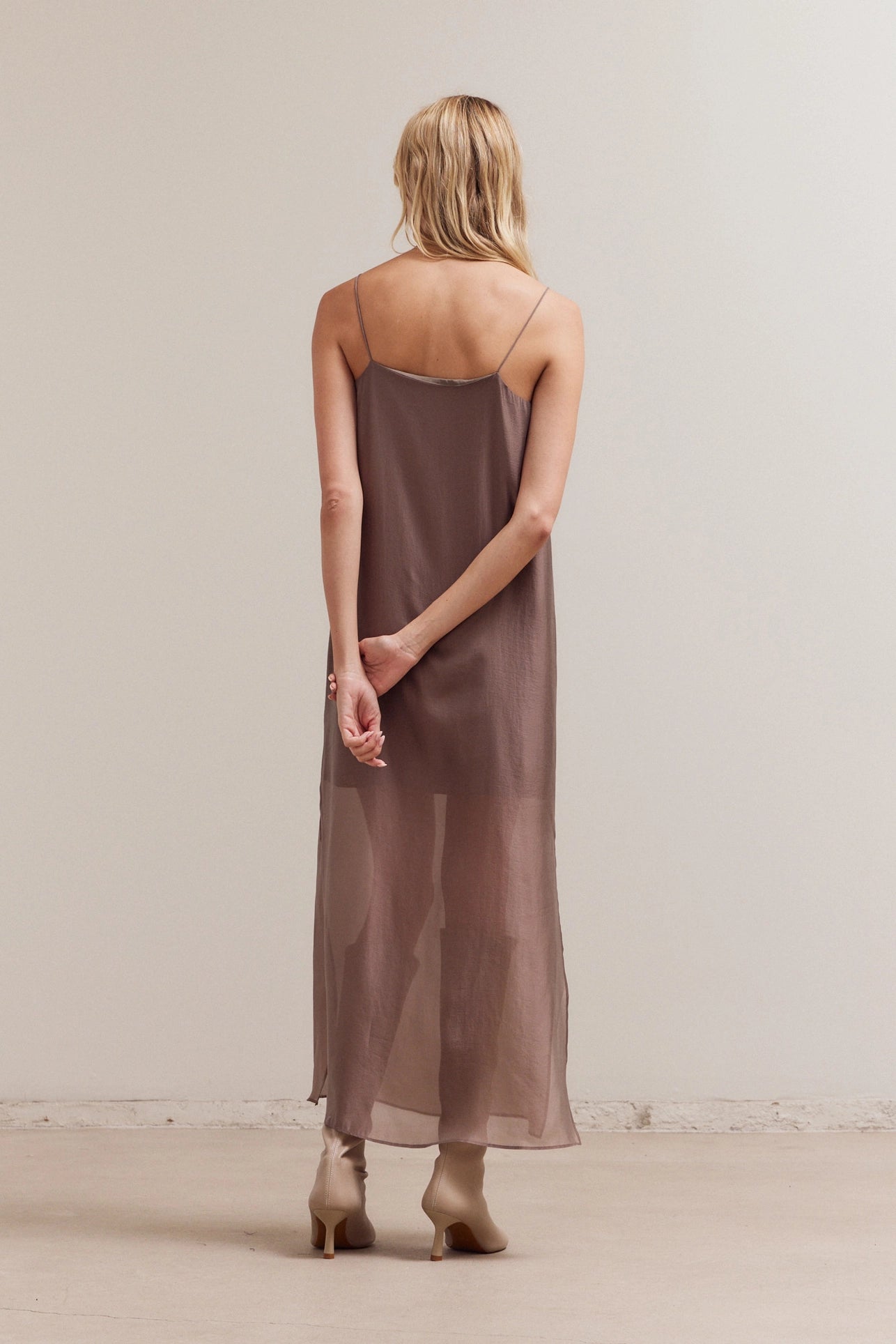 Sheer Maxi Dress - Brown