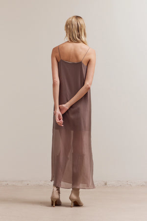 Sheer Maxi Dress - Brown
