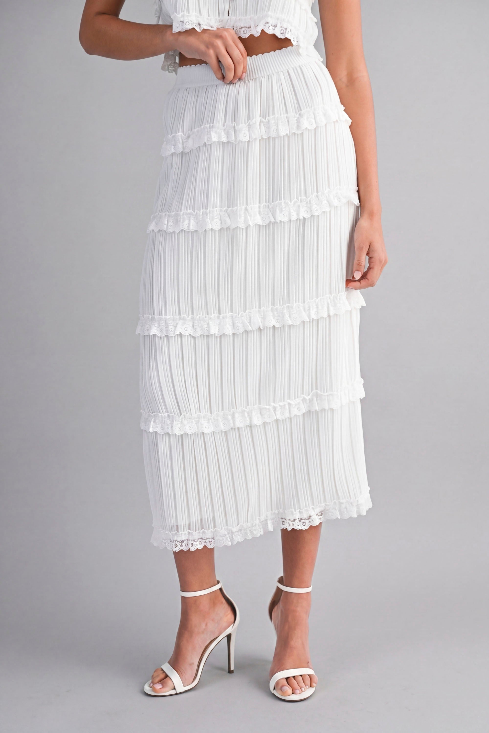 Amelia Chiffon Skirt Set - Off White