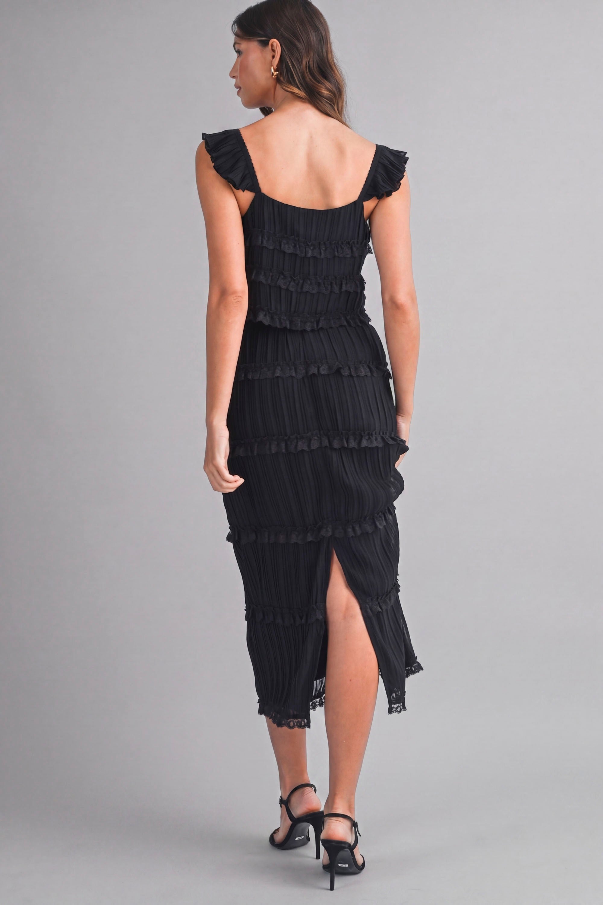 Amelia Chiffon Skirt Set - Black