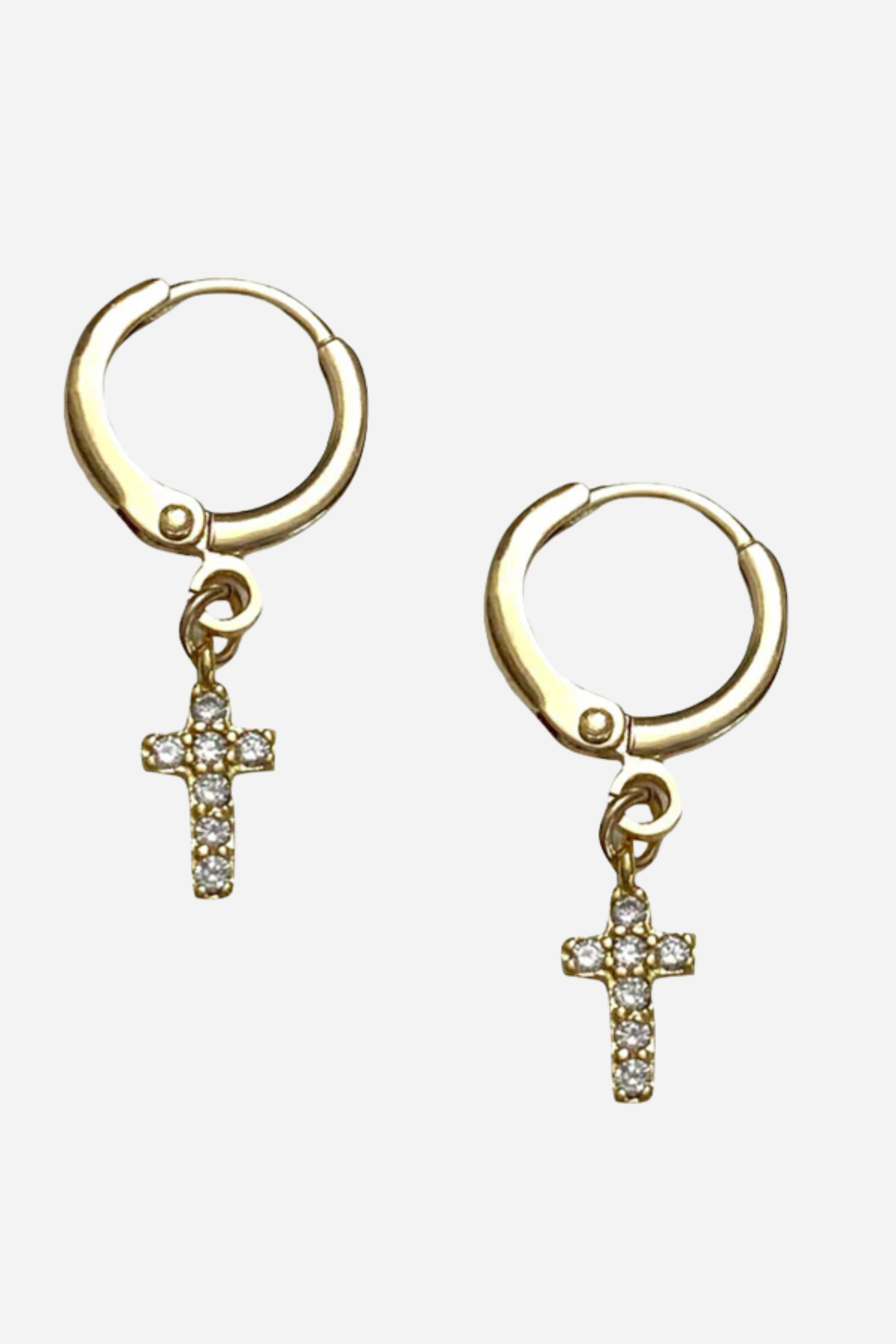 Farrah B Pave Cross Huggie Earrings