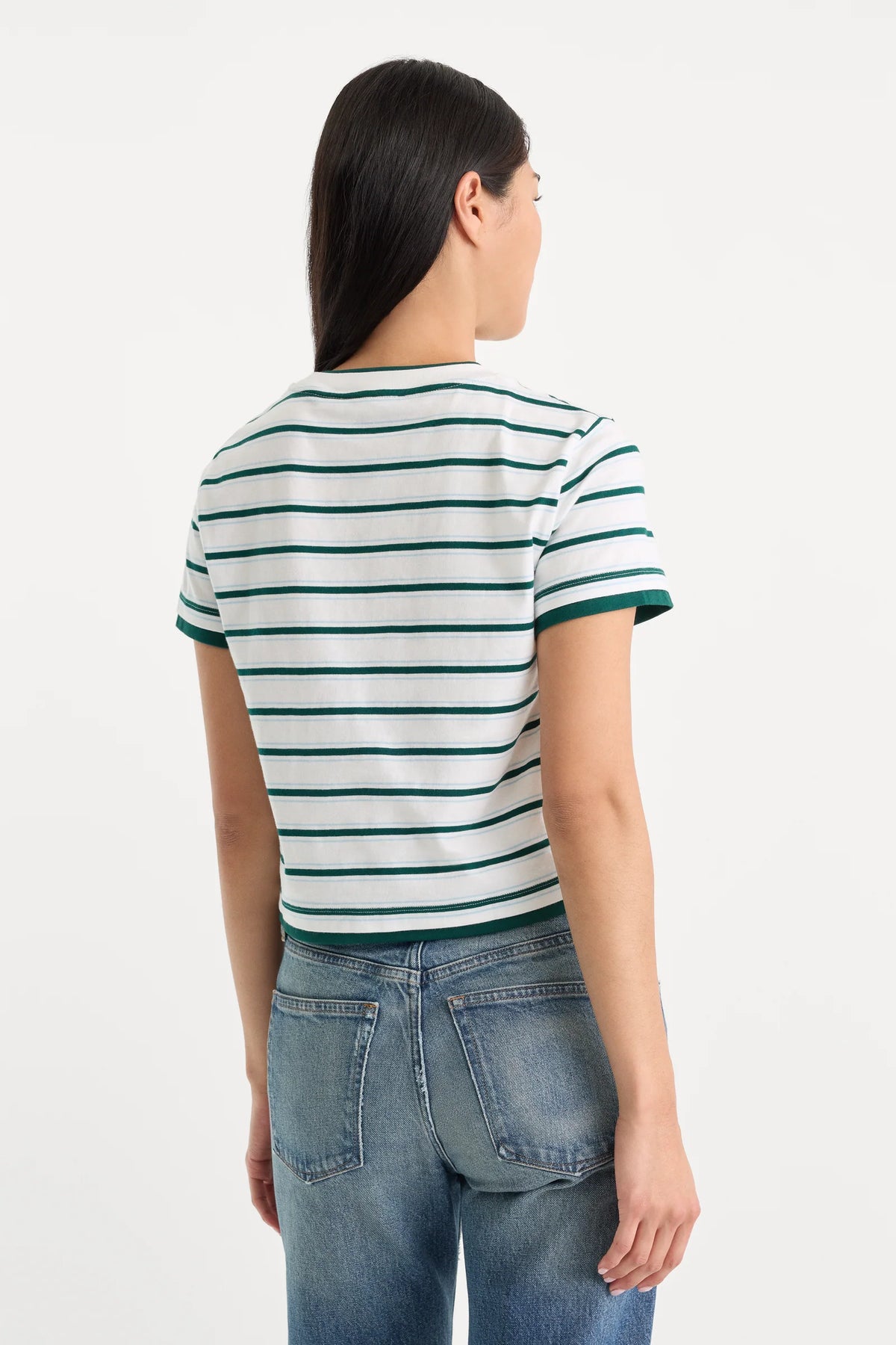 Good American - The Layered Tee - Forest Stripe