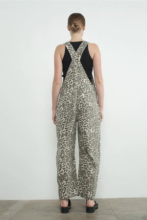 Leopard Print Denim Overalls