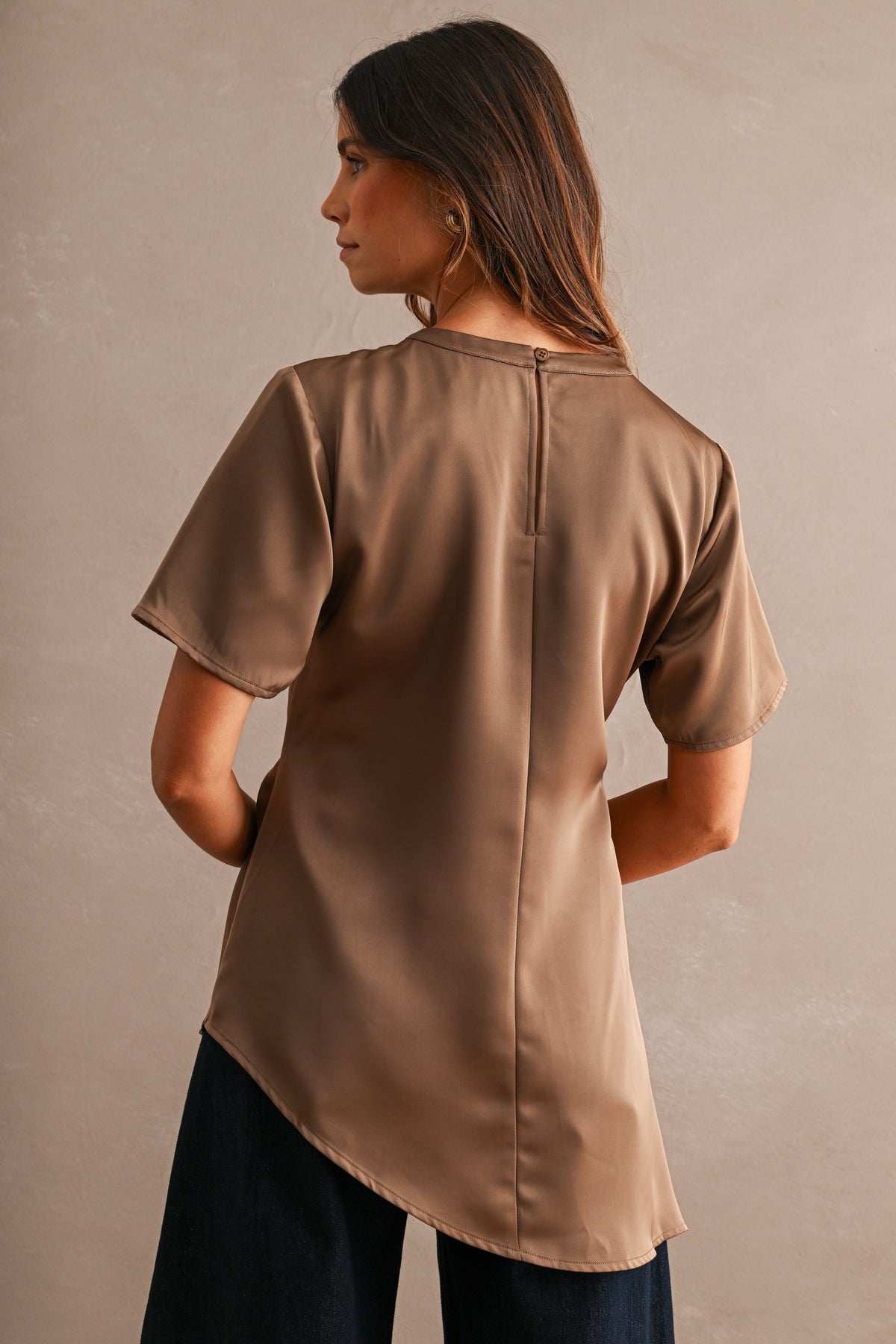 Satin Asymmetric Top - Dark Mocha