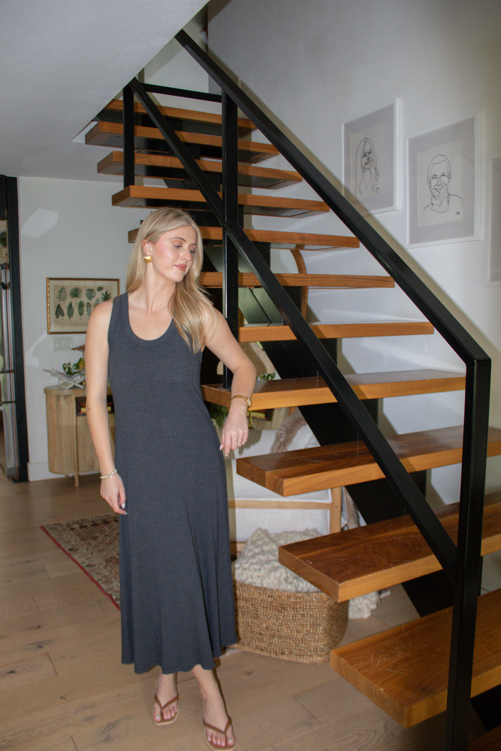 Yuma Scoop Neck Ribbed Dress - Black