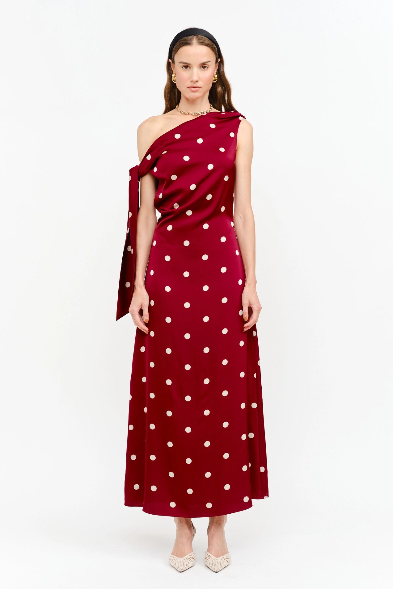 Remie Maxi Dress - Wine Polka Dot