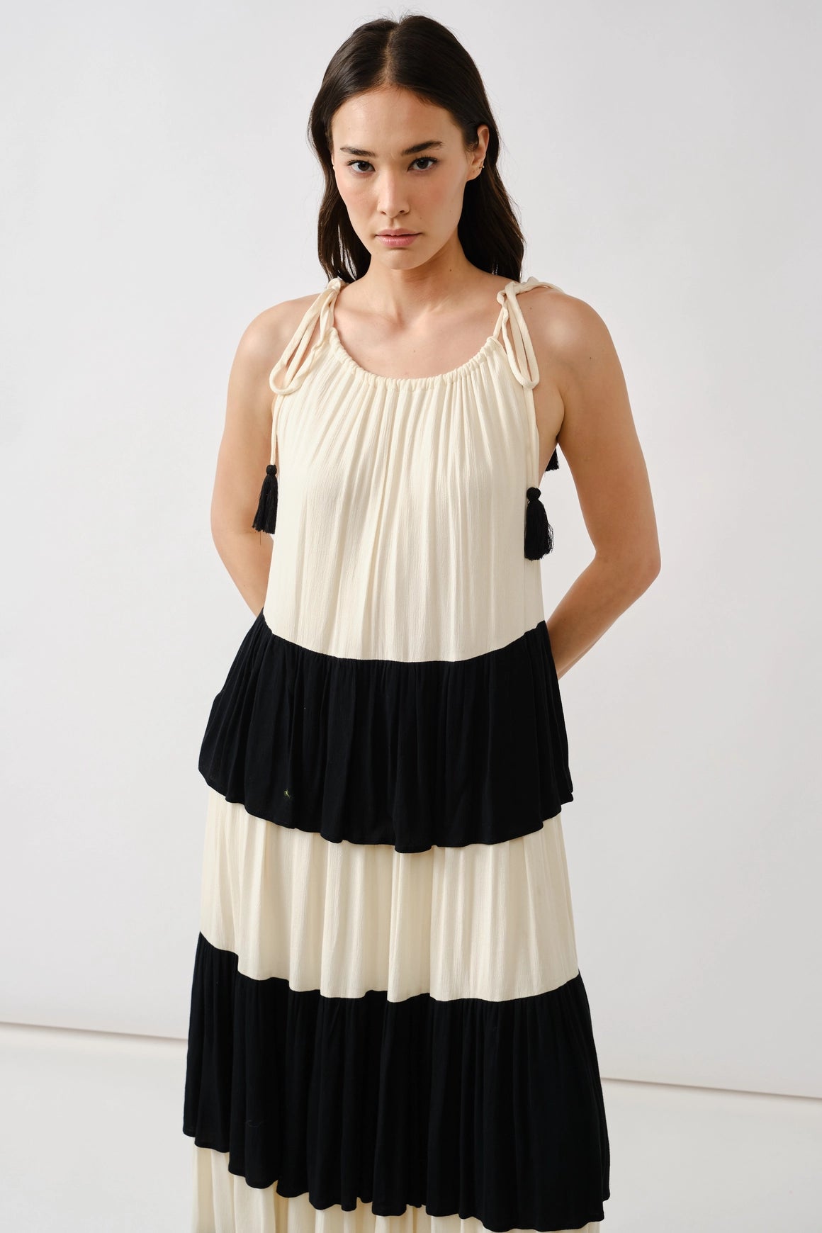 Color Block Tiered Maxi Dress