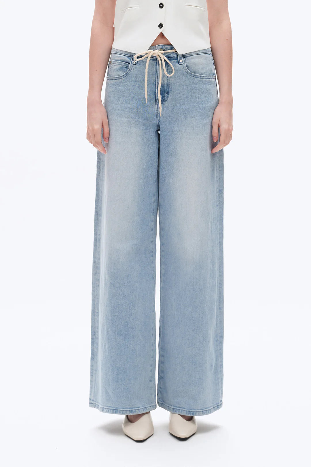 Drawstring Baggy Denim Jeans