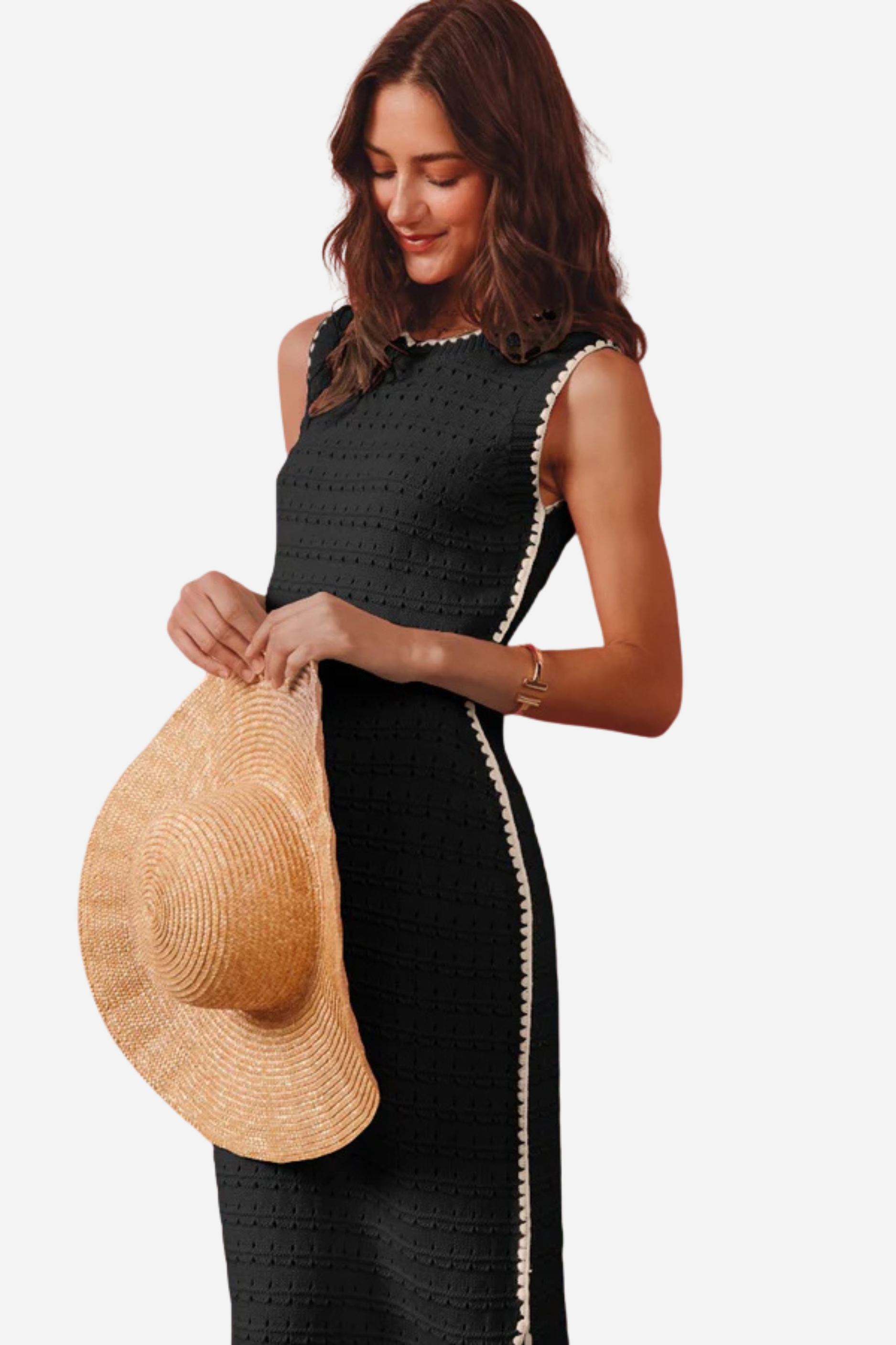 Knitted Sweater Midi Dress - Black