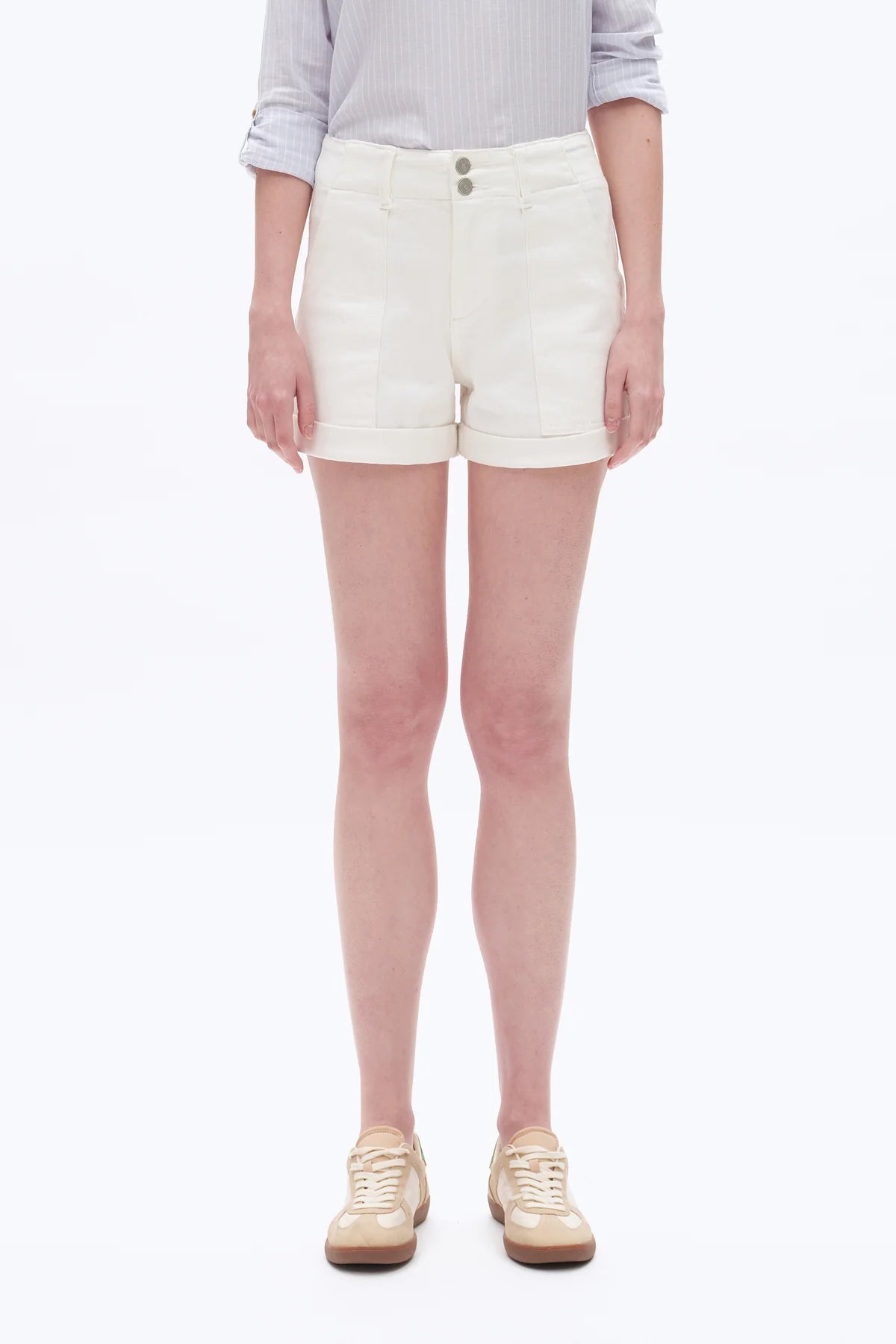 High Rise Denim Shorts - White