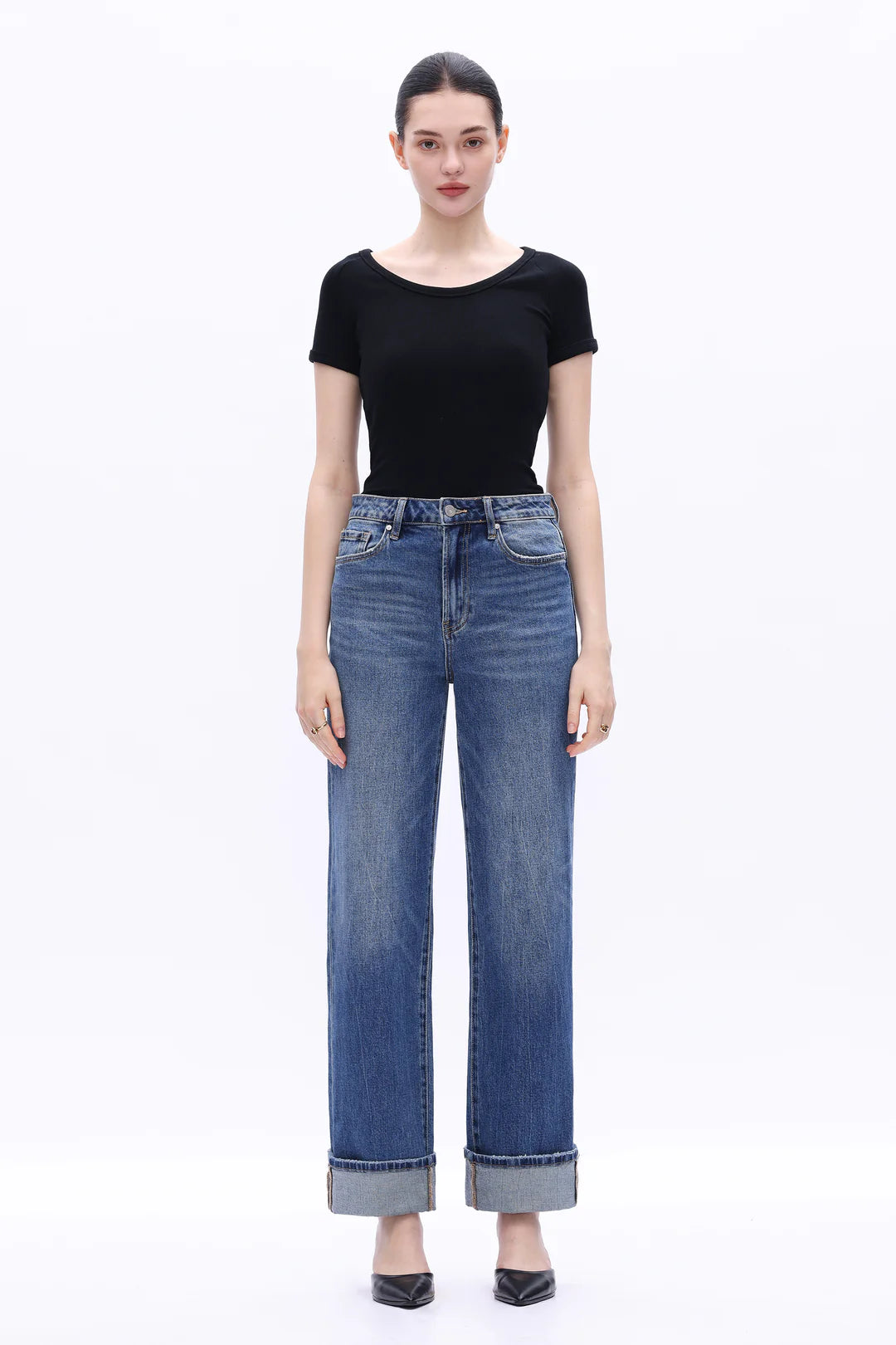 High Rise Straight Leg Jeans - Retro Dark Blue