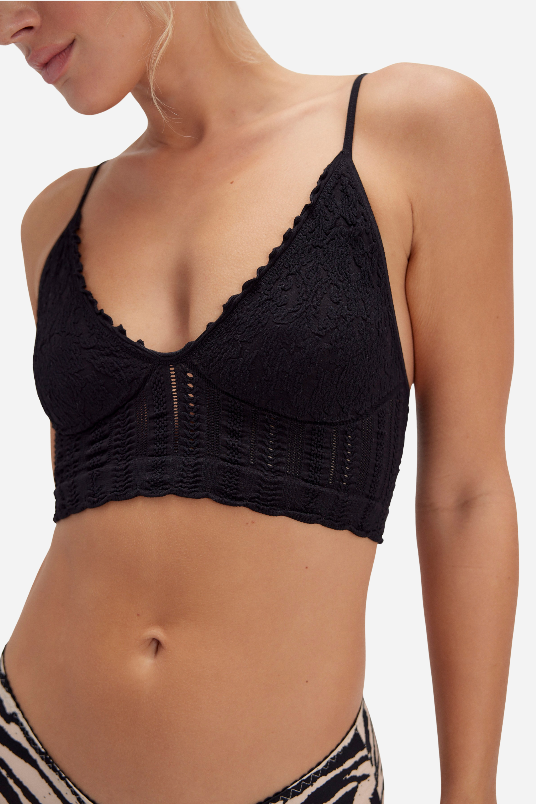 Free People Heirloom Seamless Bralette - Black