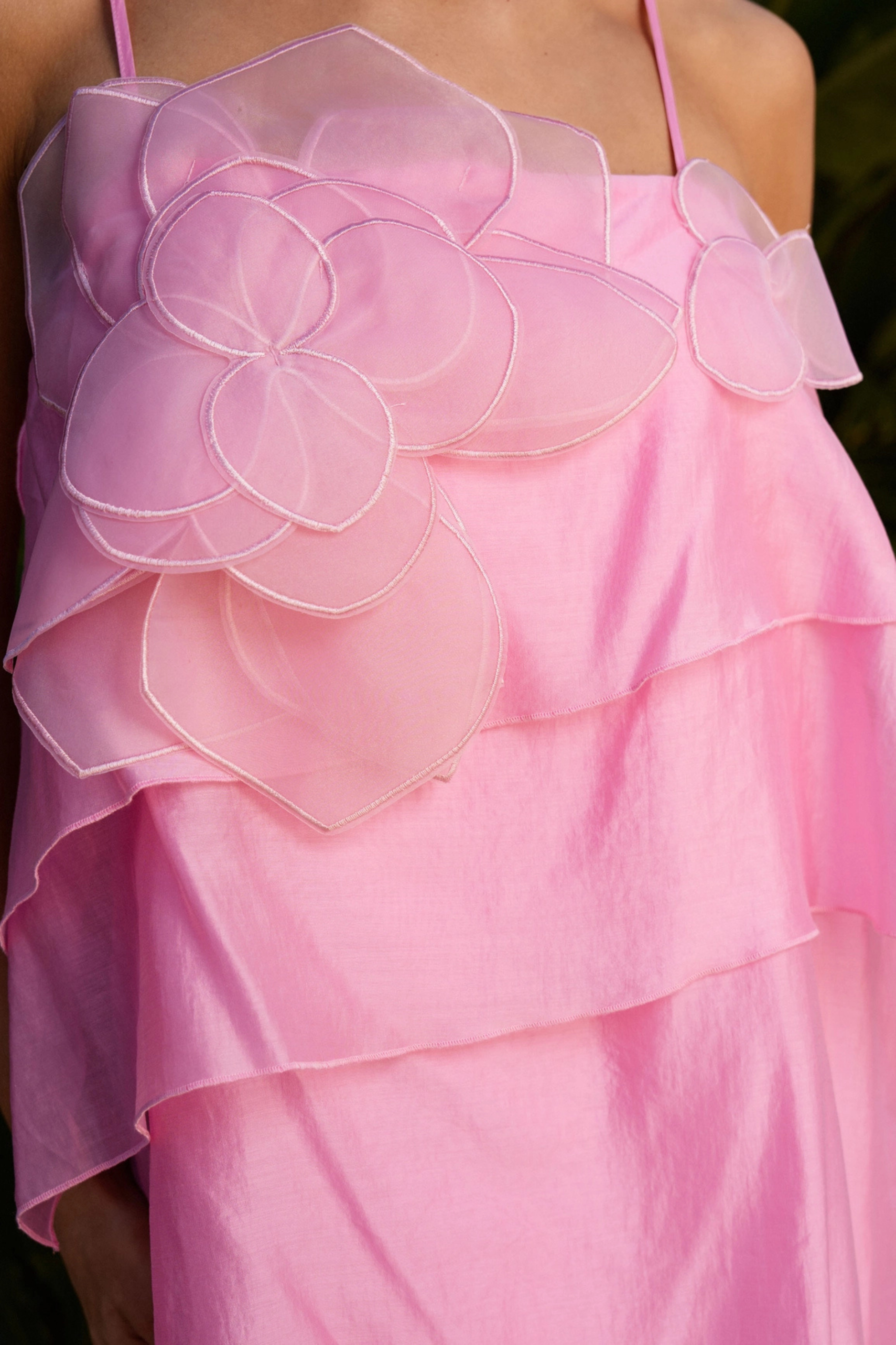 Floral Applique Tiered Maxi Dress