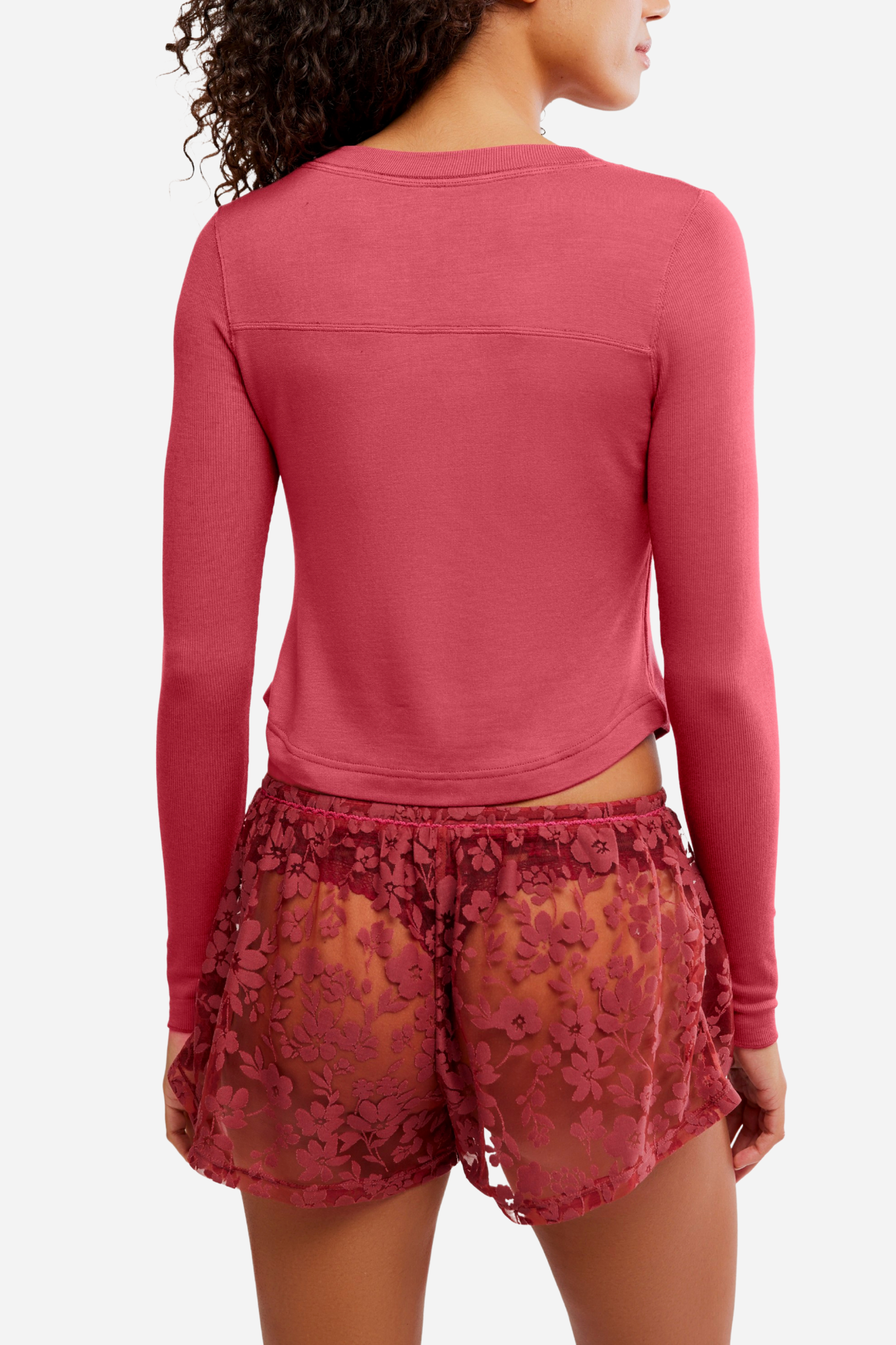 Free People Dream State Henley Top - Garnet Rose