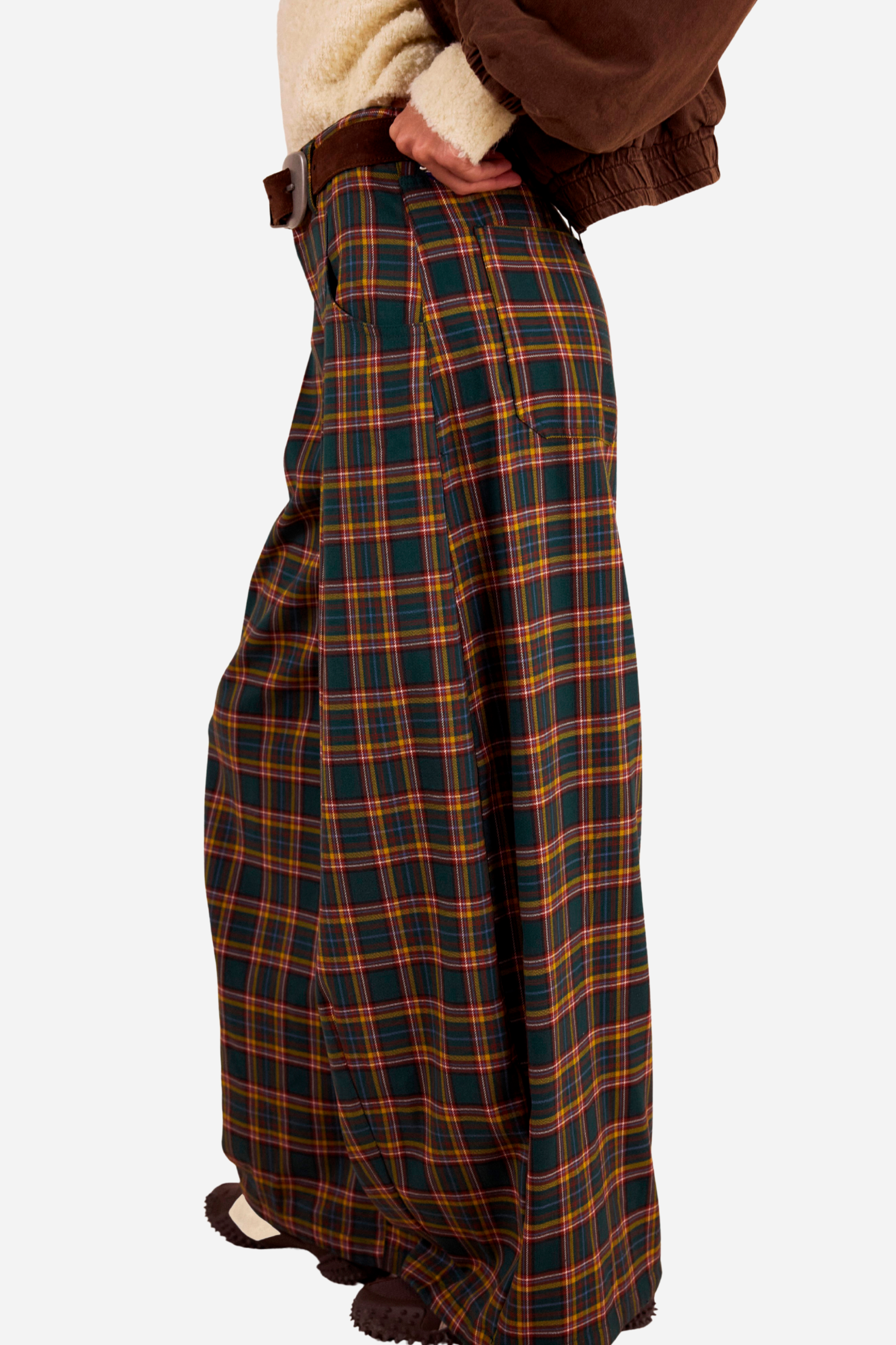 Free People About It Baggy Trouser - Green Combo