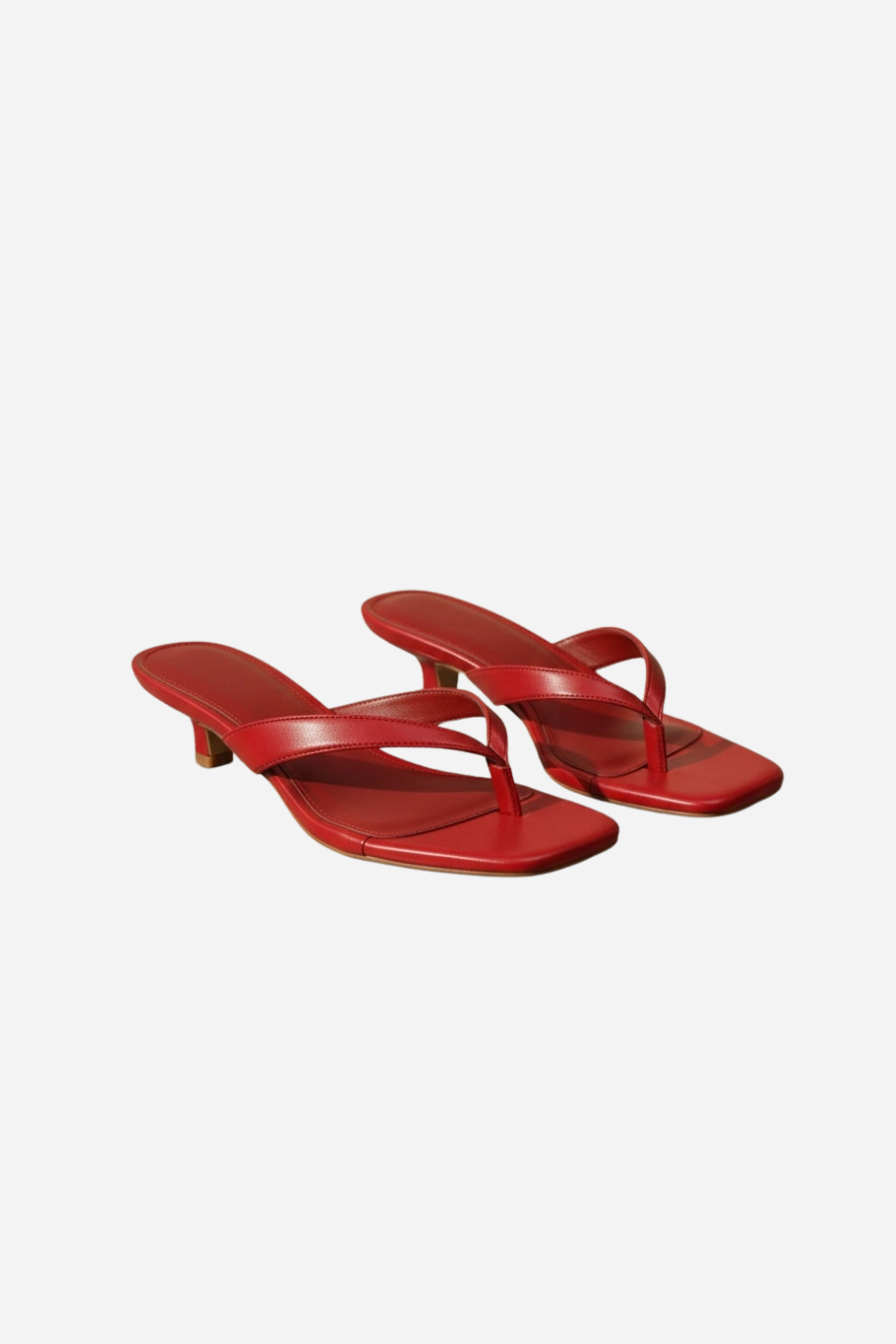 Square Toe Kitten Heel - Cherry