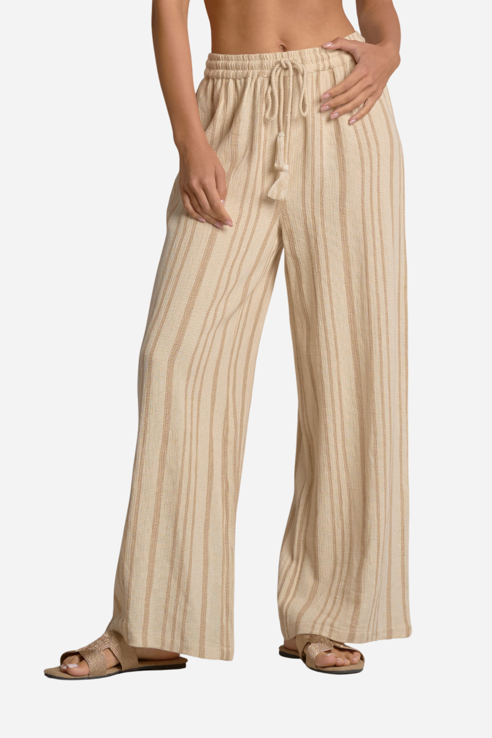 Striped Drawstring Flowy Pants