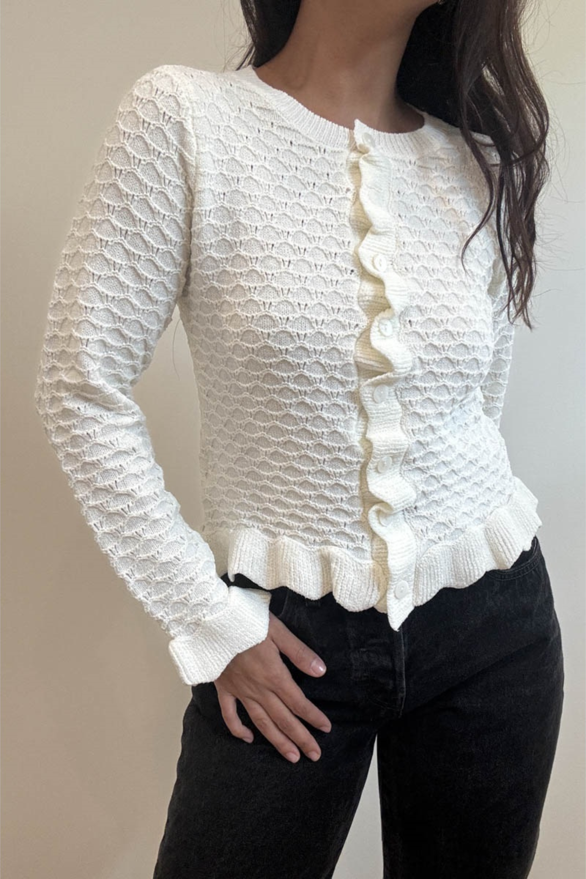 Pointelle Knit Cardigan