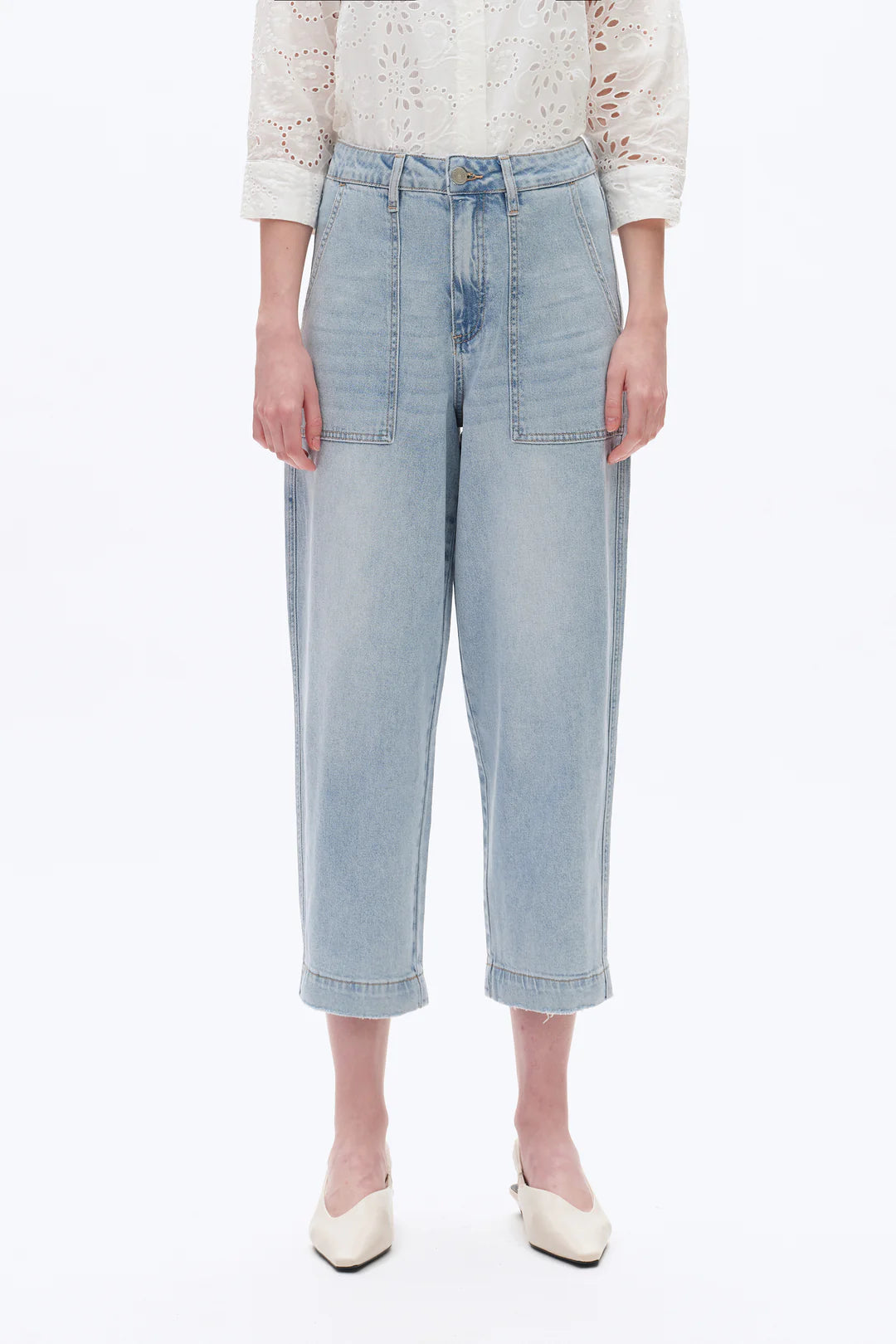 Super High Rise Barrel Denim Jeans - Light Blue