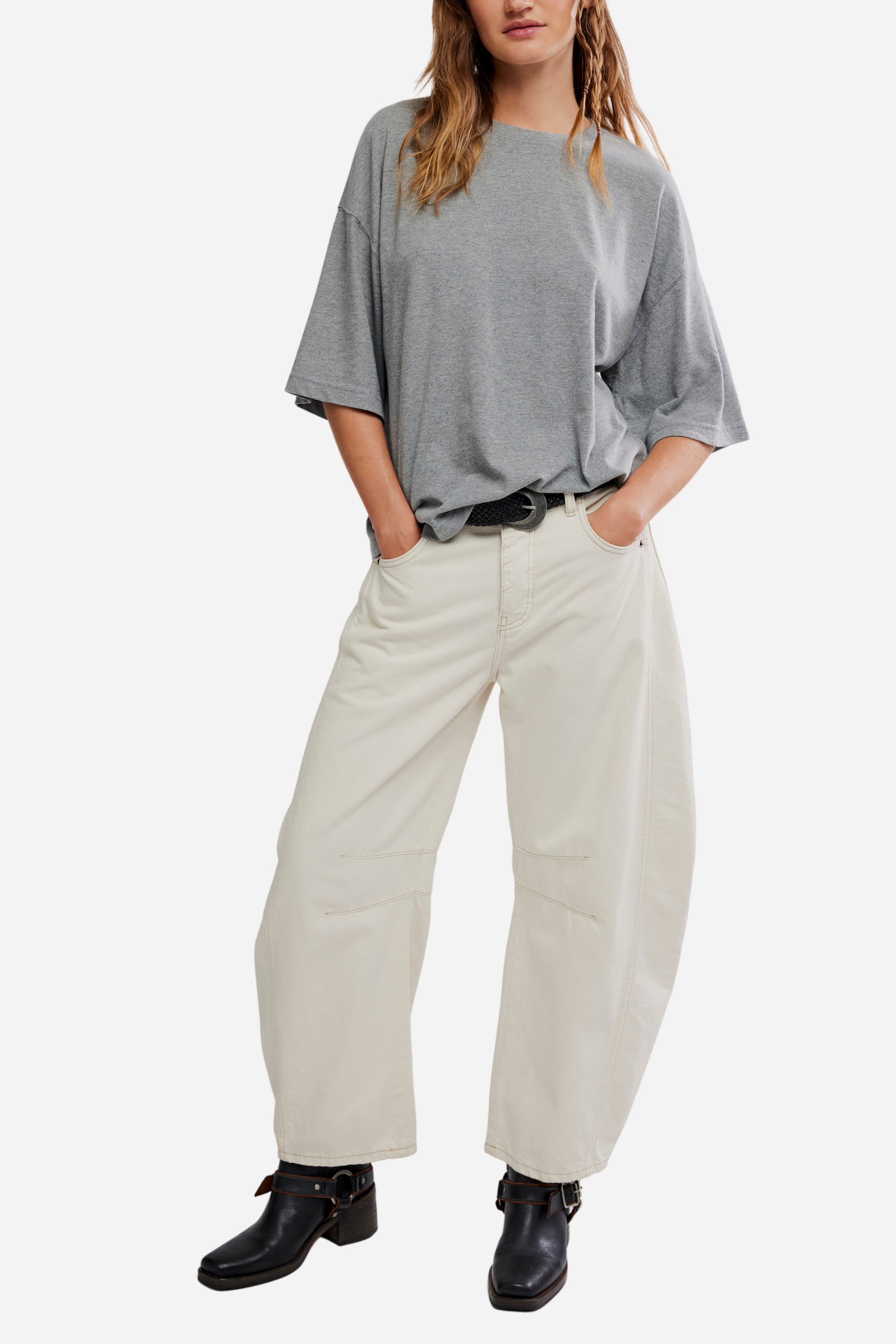 Free People - Perfect Oversized Tee - Heather Grey