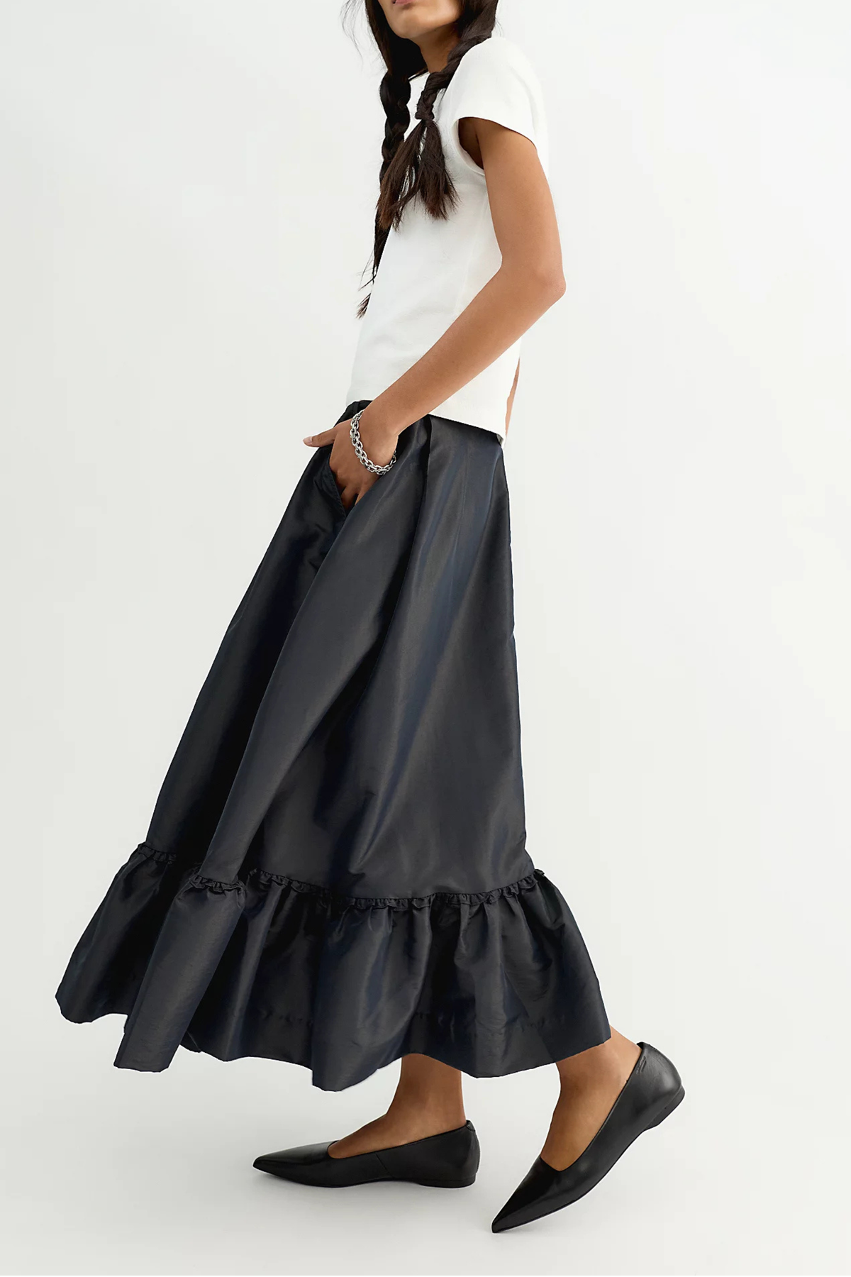Free People - Vernier Taffeta Midi Skirt