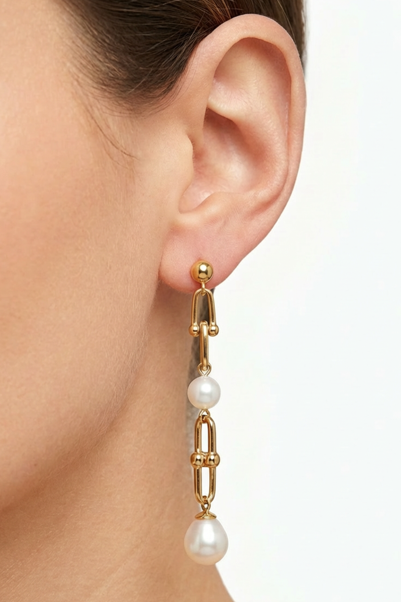 18K Pearl Chain Earrings