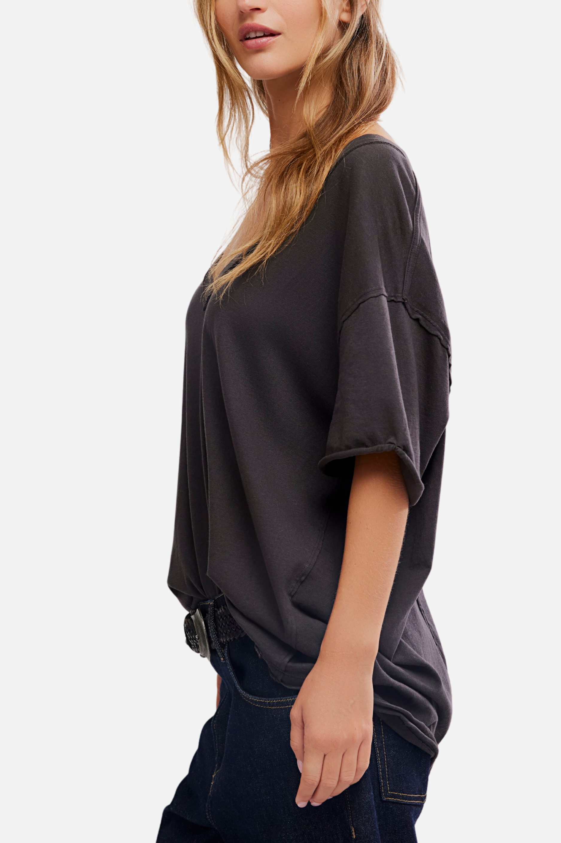 Free People Nina V-Neck Tee - Black
