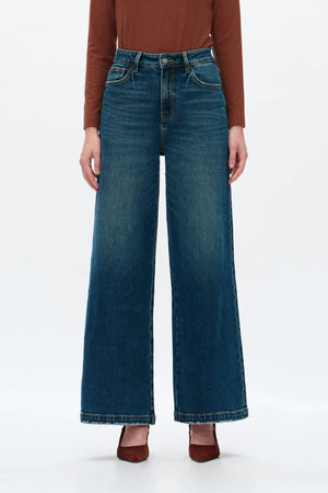 Mid Rise Wide Leg Jeans - Vintage Dark Blue