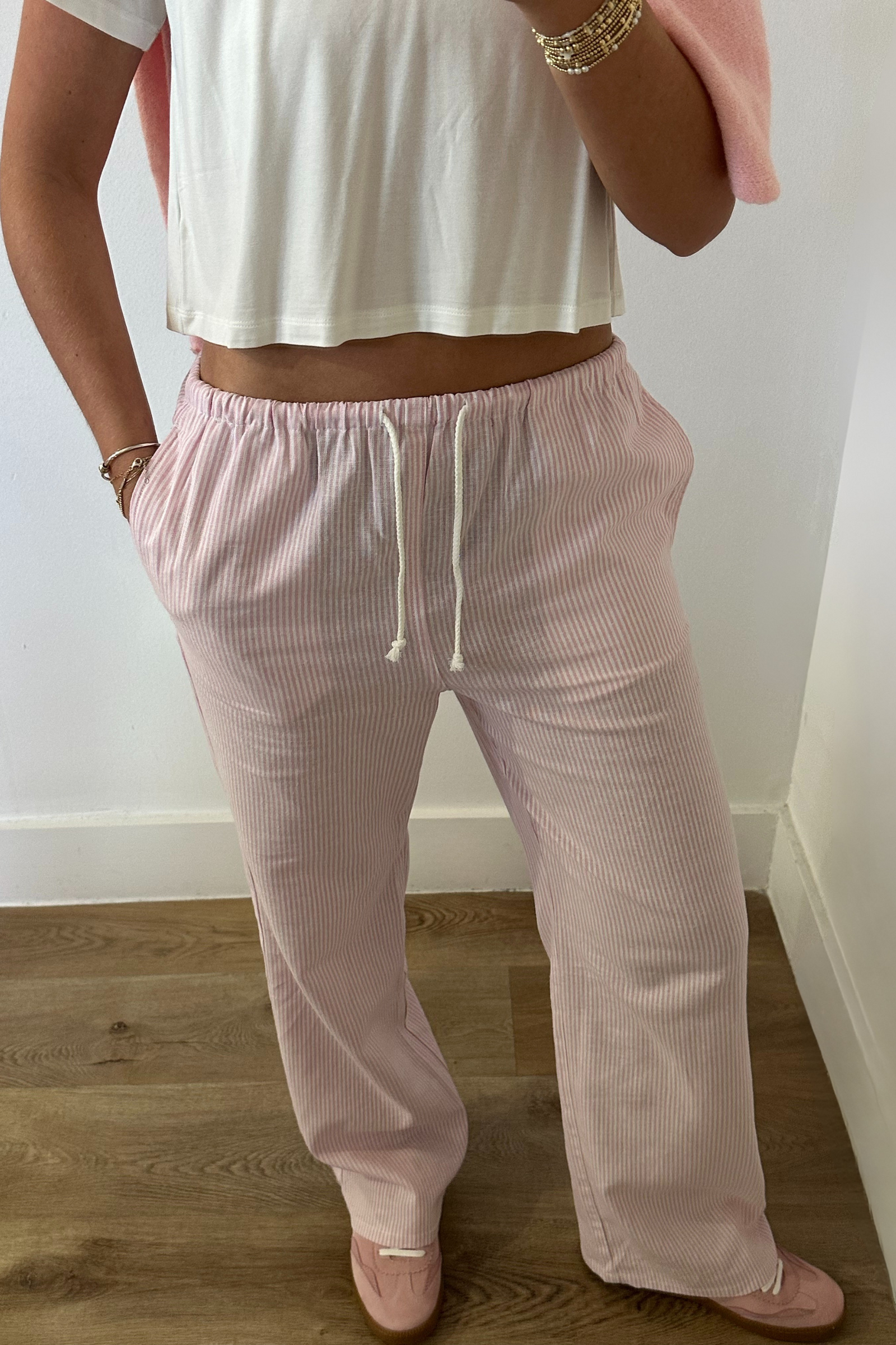 Lounge About Pinstripe Pants - Pink