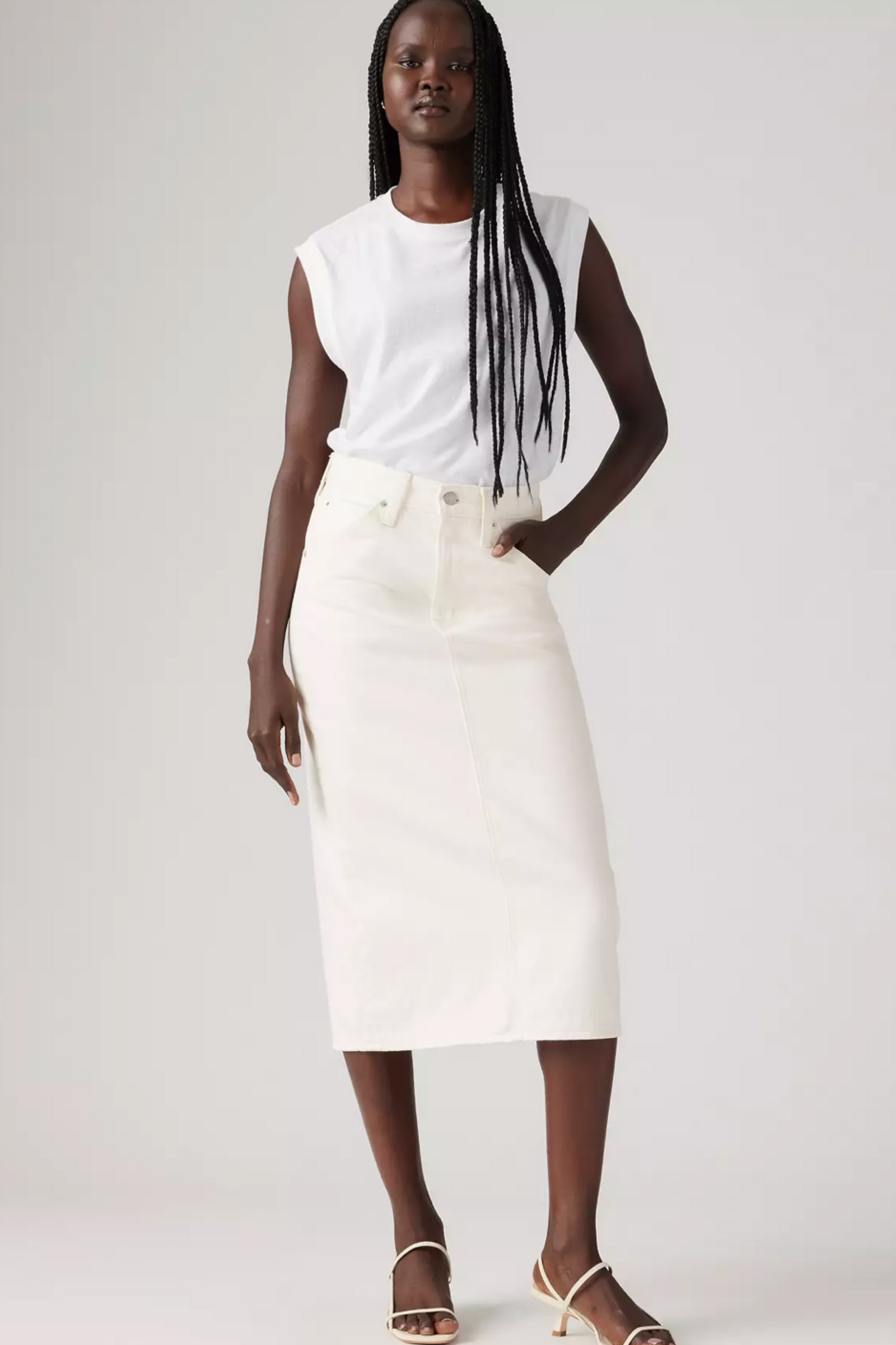 Levi's Back Slit Midi Skirt - Snowing in LA