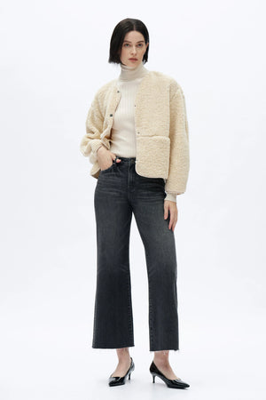 Mid Rise Wide Leg Jeans - Dark Grey