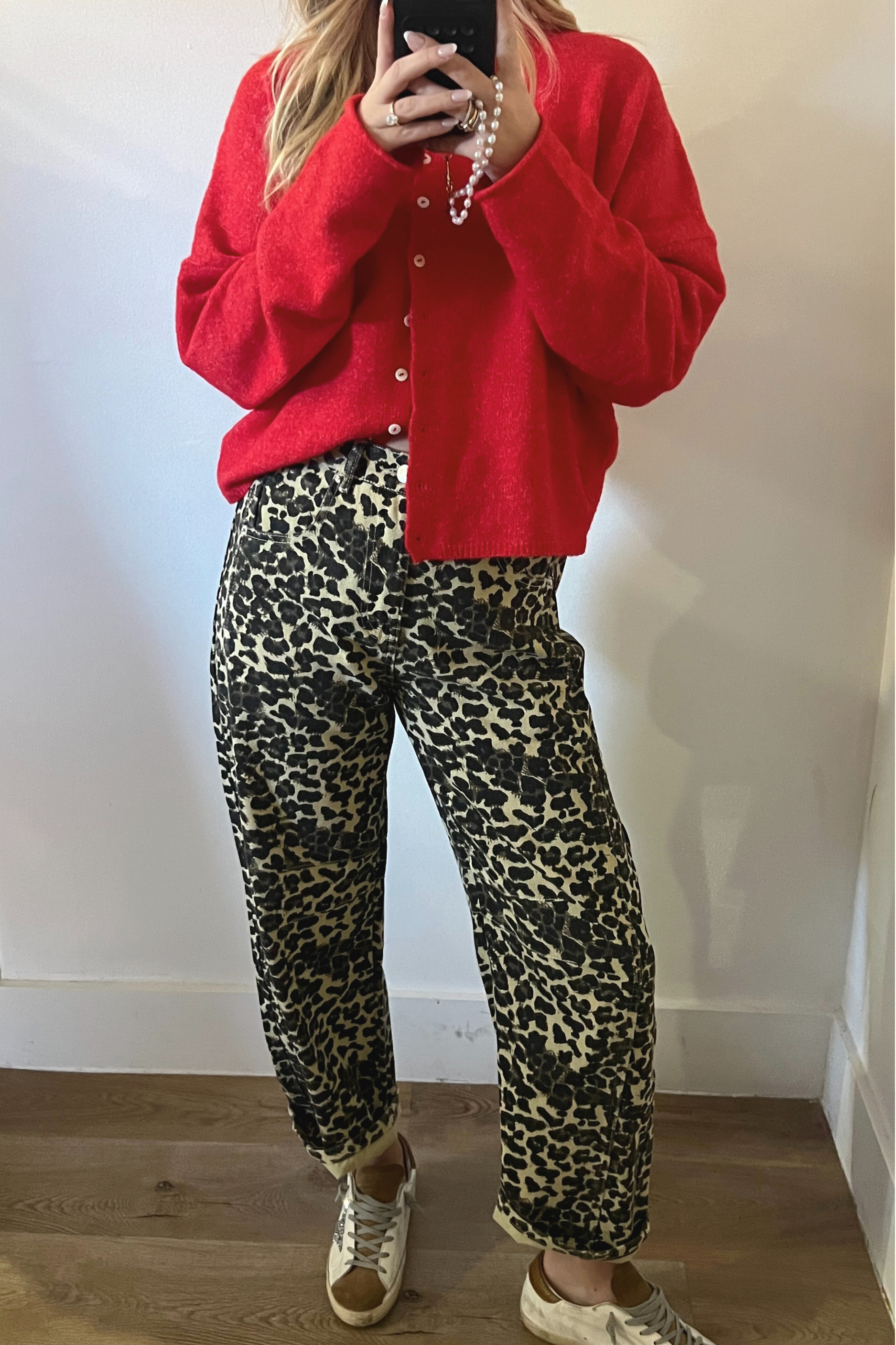 Leopard Print Denim Pants - Maude