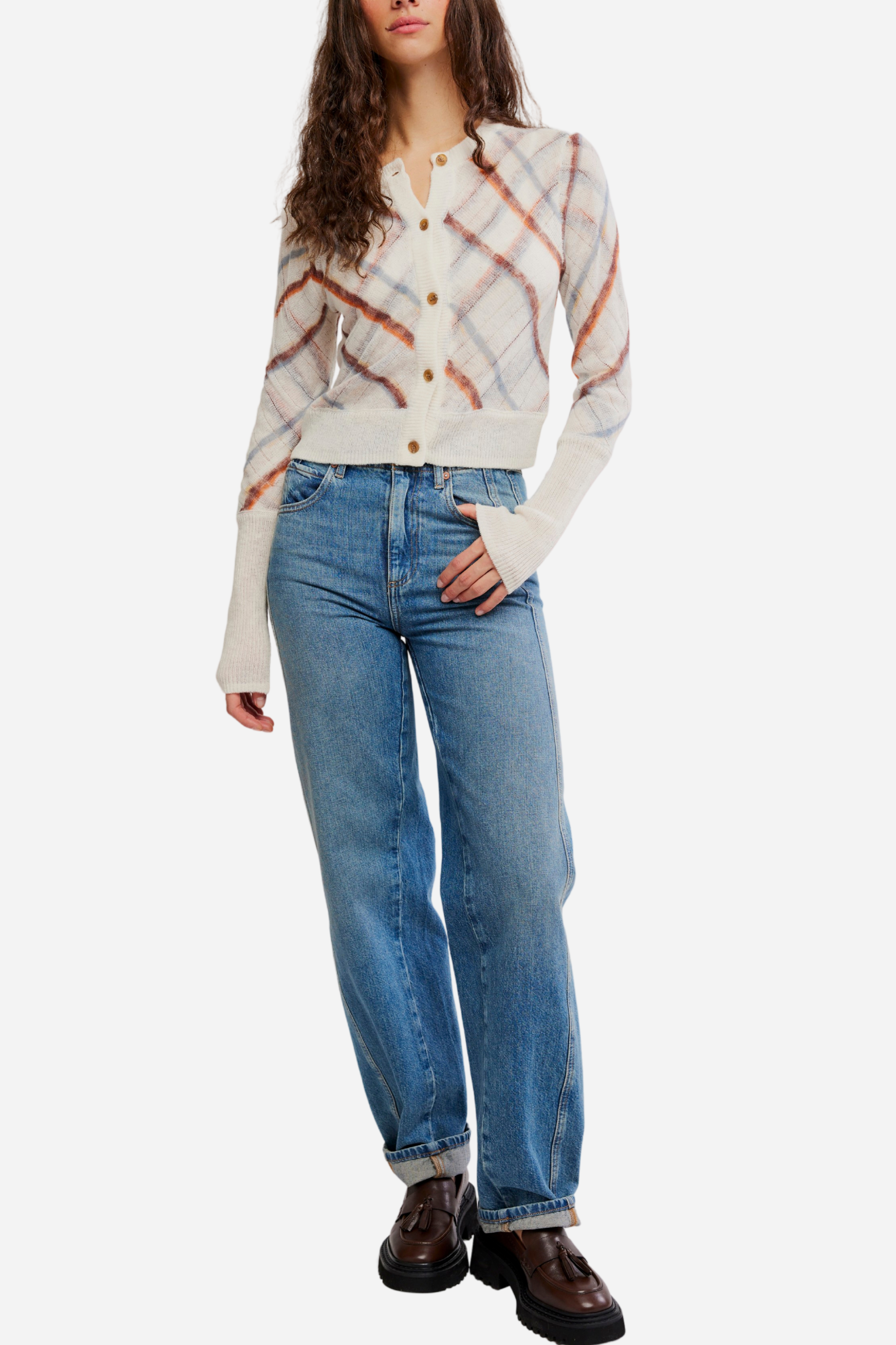 Free People - Highland Mist Cardigan - Sugar Mist Combo