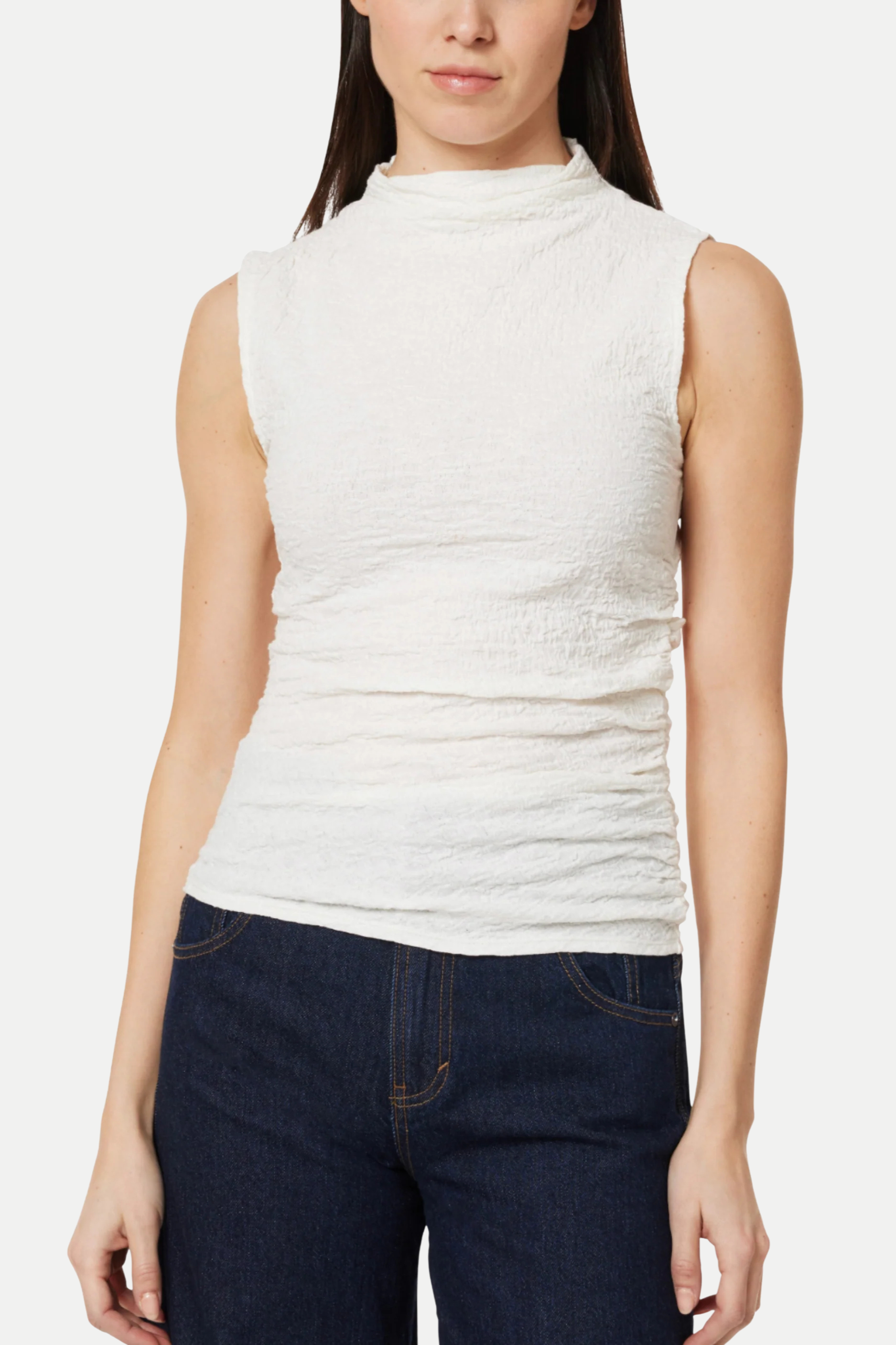 Gathered Tank Top - White