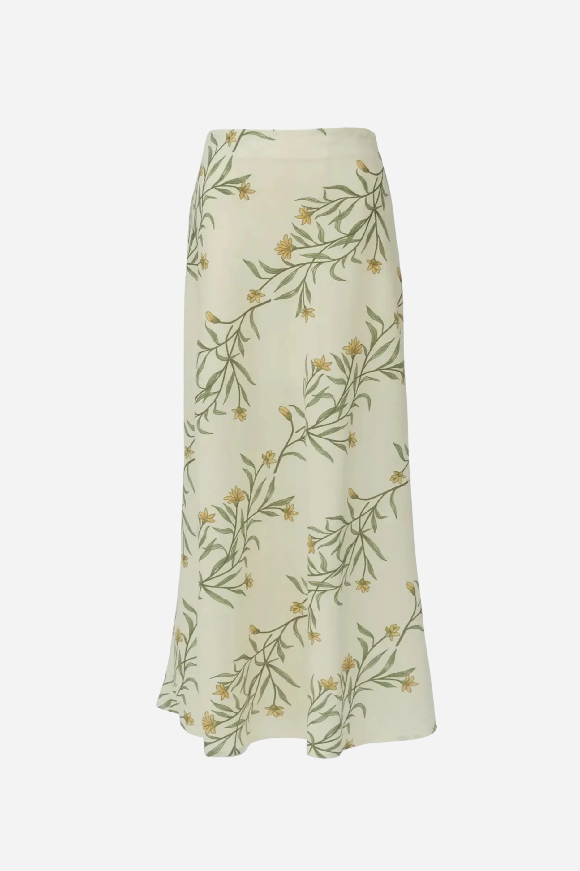 Linen Floral Print Maxi Skirt