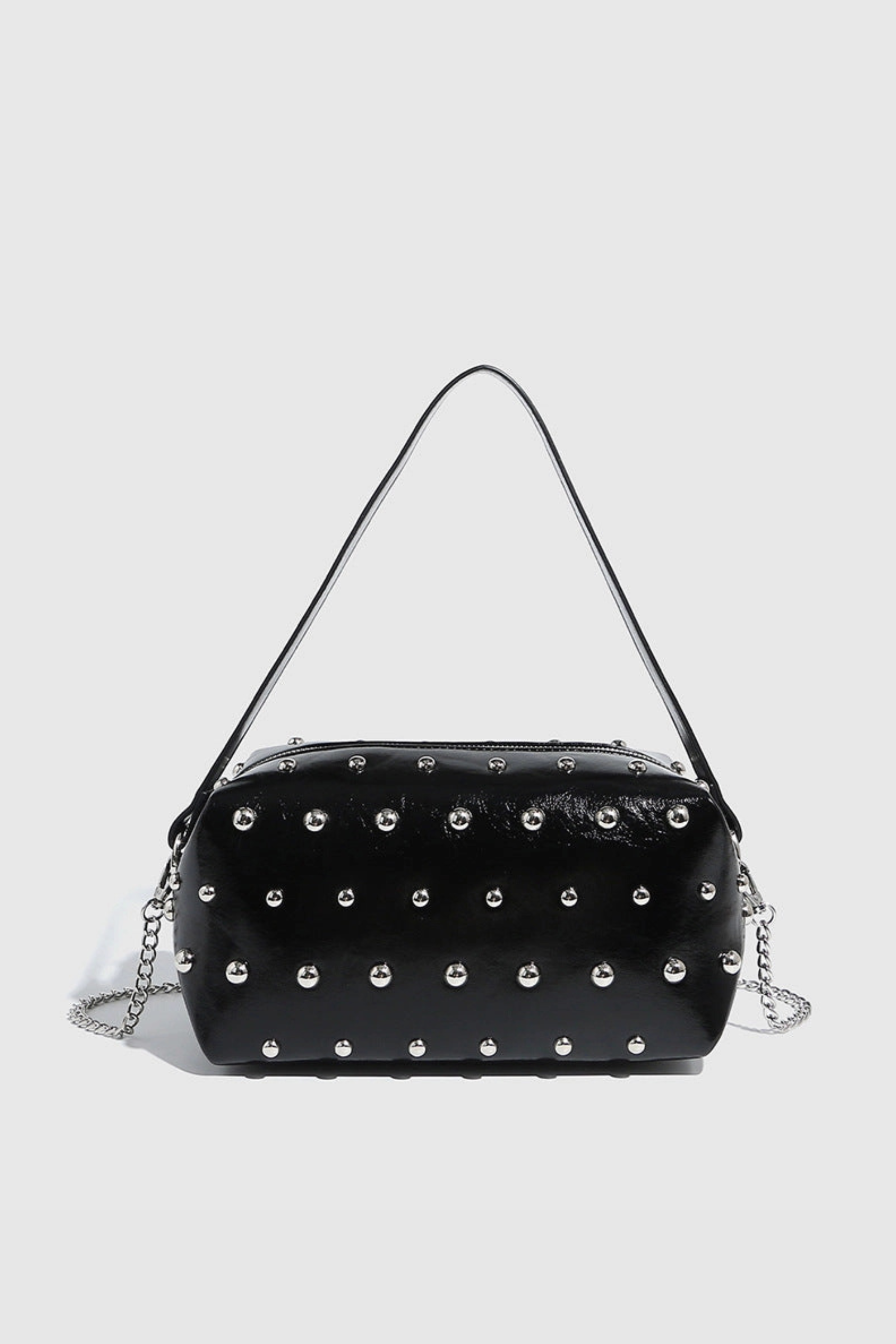 Vintage Studded Shoulder Bag - Black