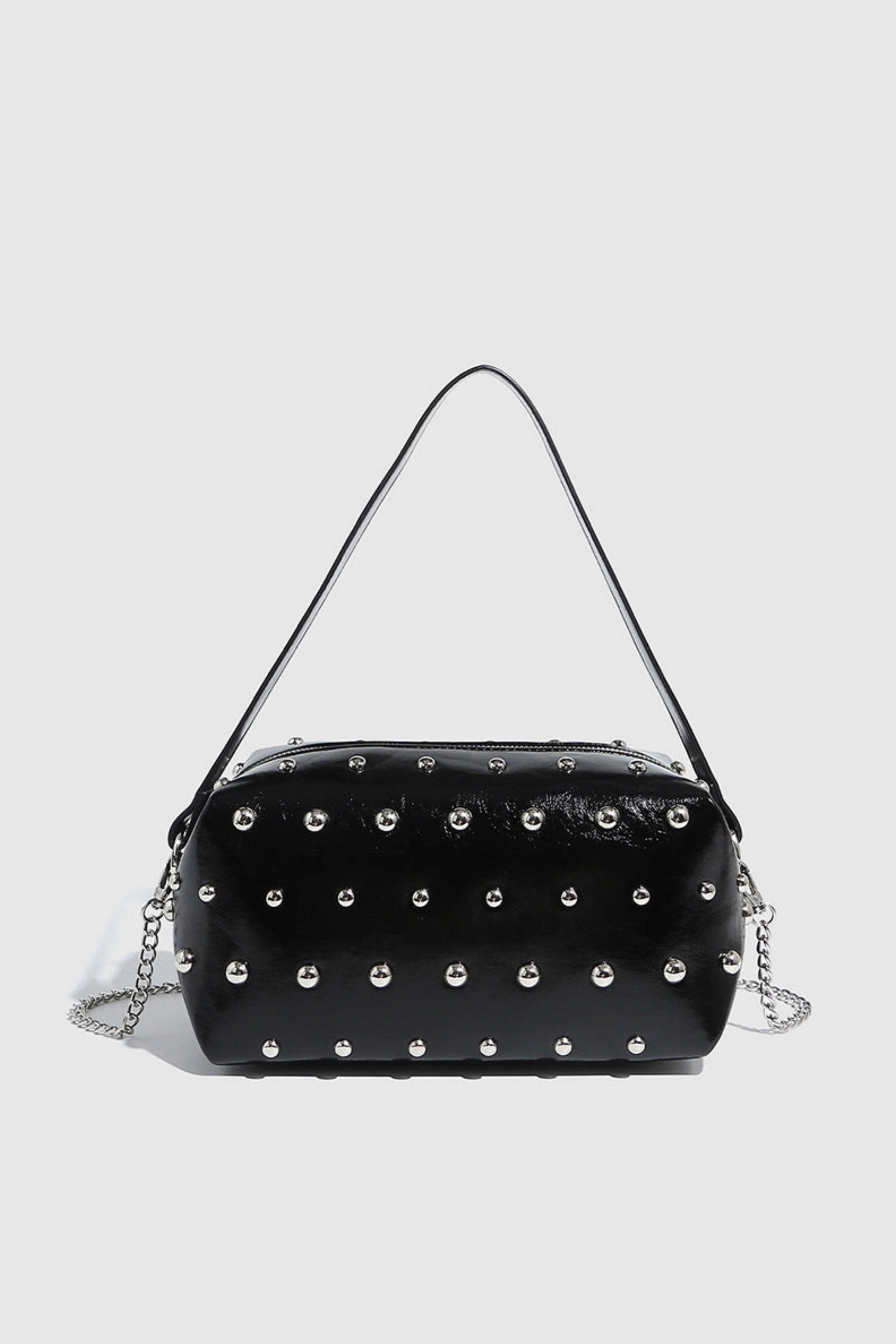 Vintage Studded Shoulder Bag - Black