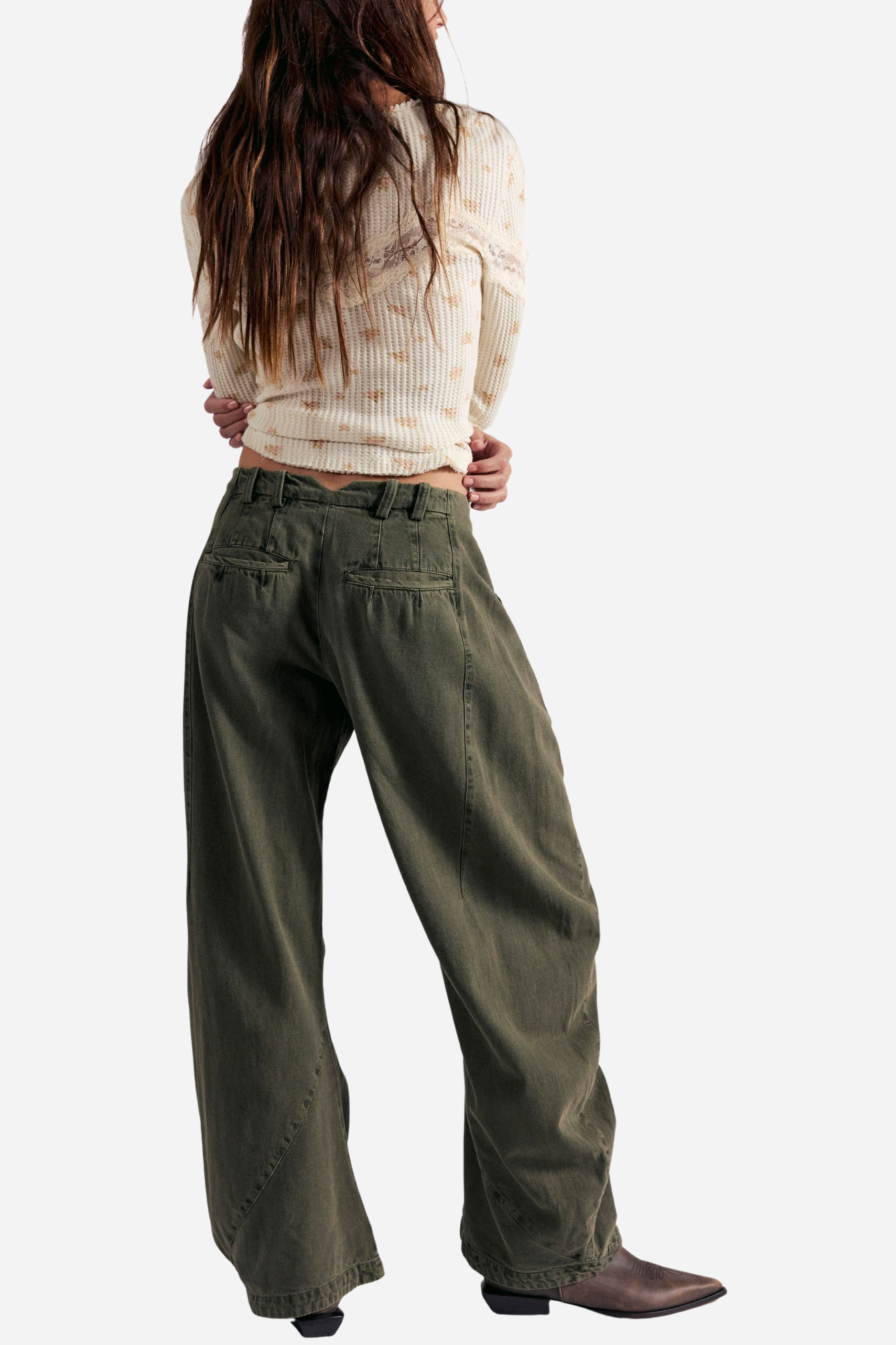 Free People Spotlight Washed Trousers - Dusty Olive