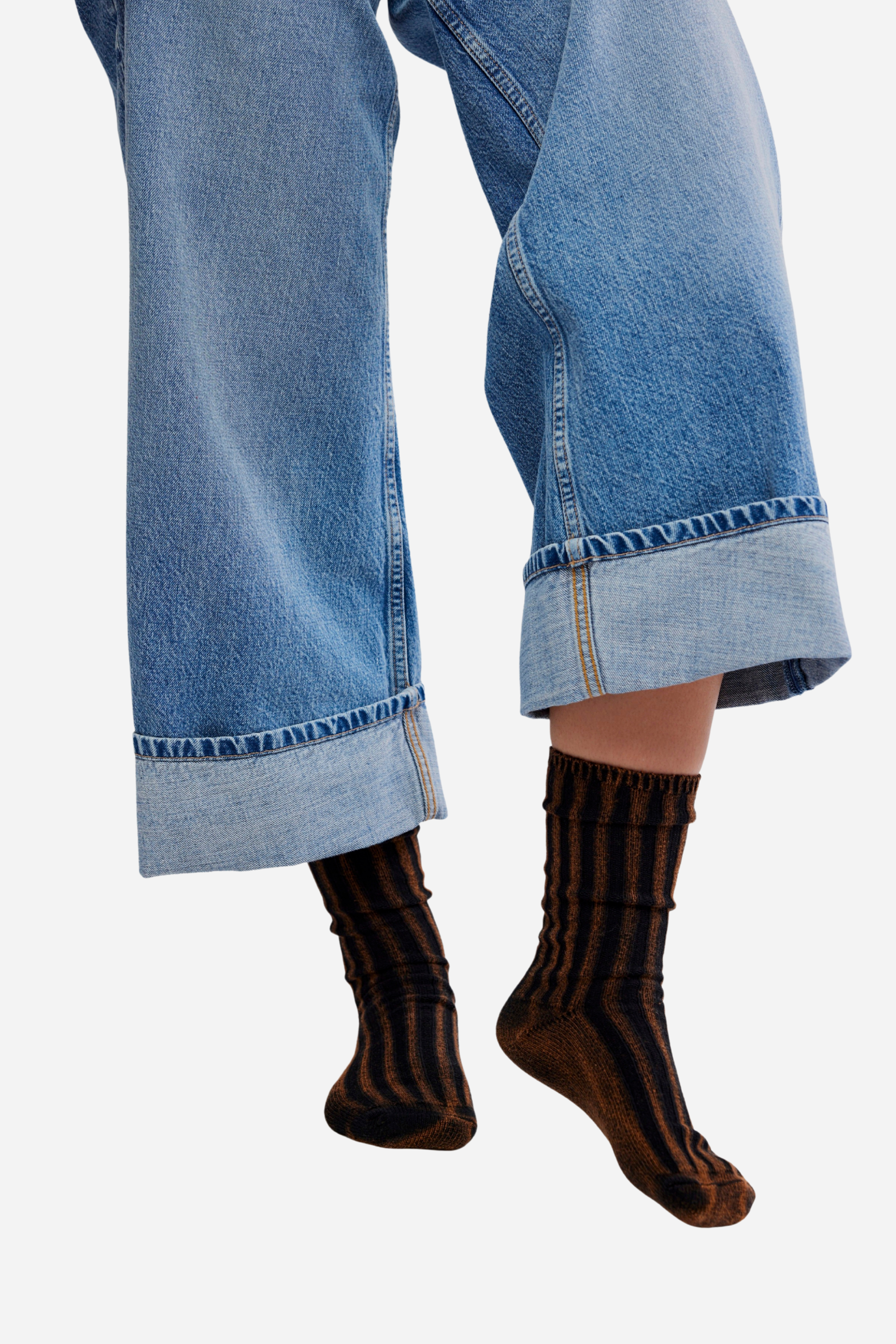 Free People Overdyed Trouser Socks - Tobacco
