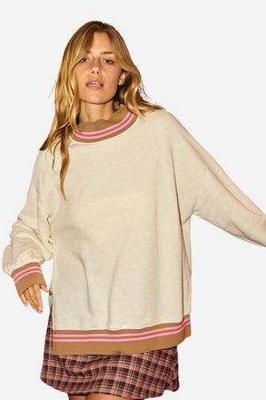 Striped Mock Neck Sweatshirt
