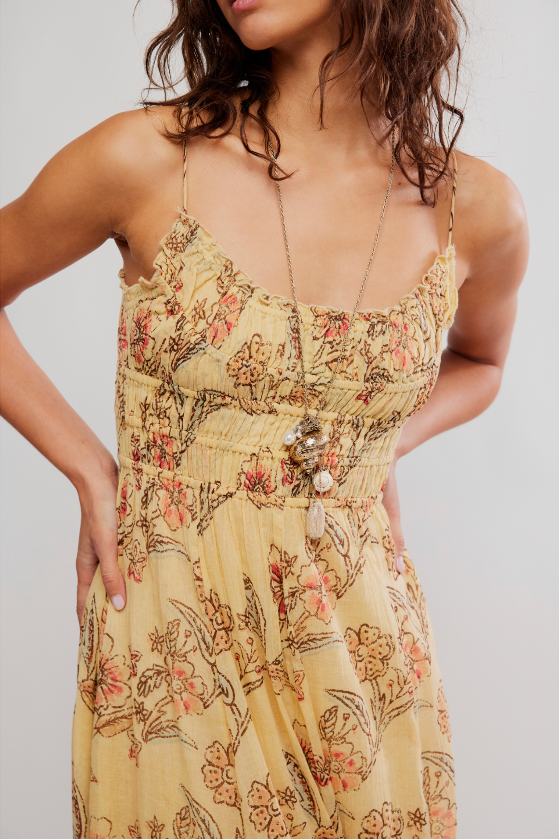 Free People Ciella Printed Maxi Dress - Vanilla Custard