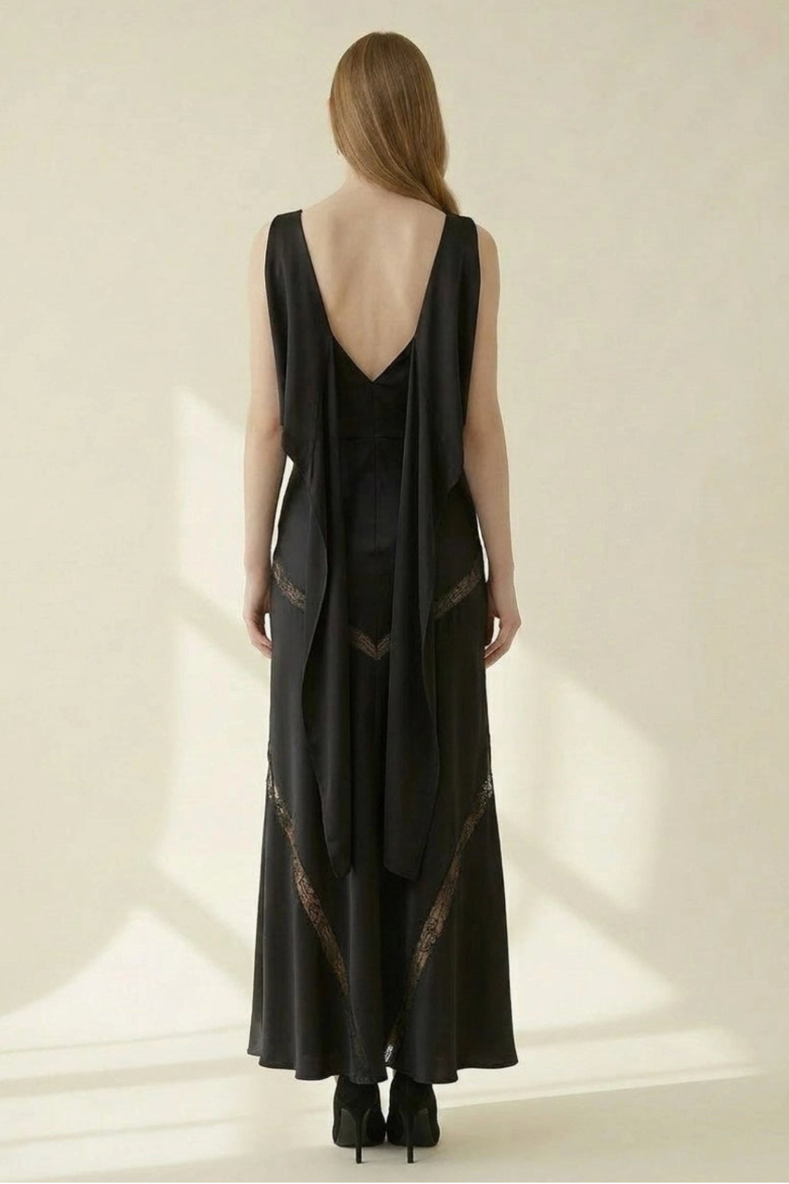 Draped Black Maxi Dress