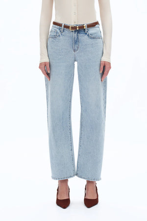 Mid Rise Barrel Leg Jeans - Light Blue