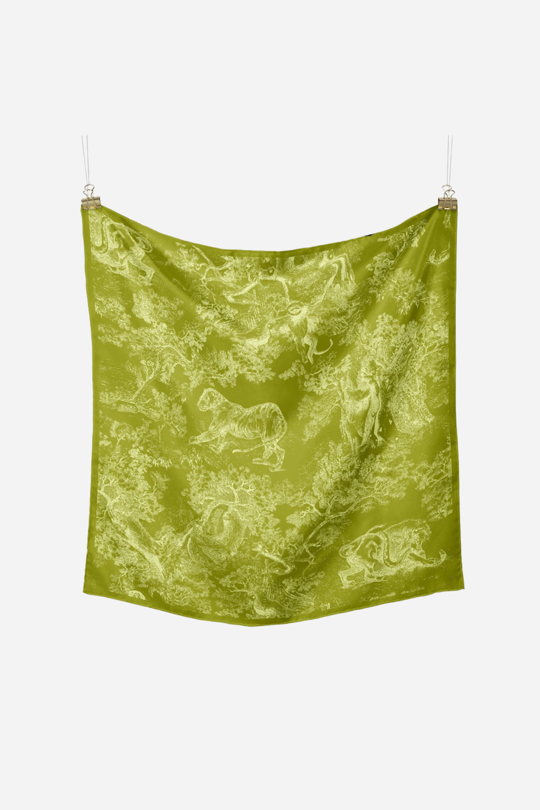 Abstract Print Silk Scarf - Green
